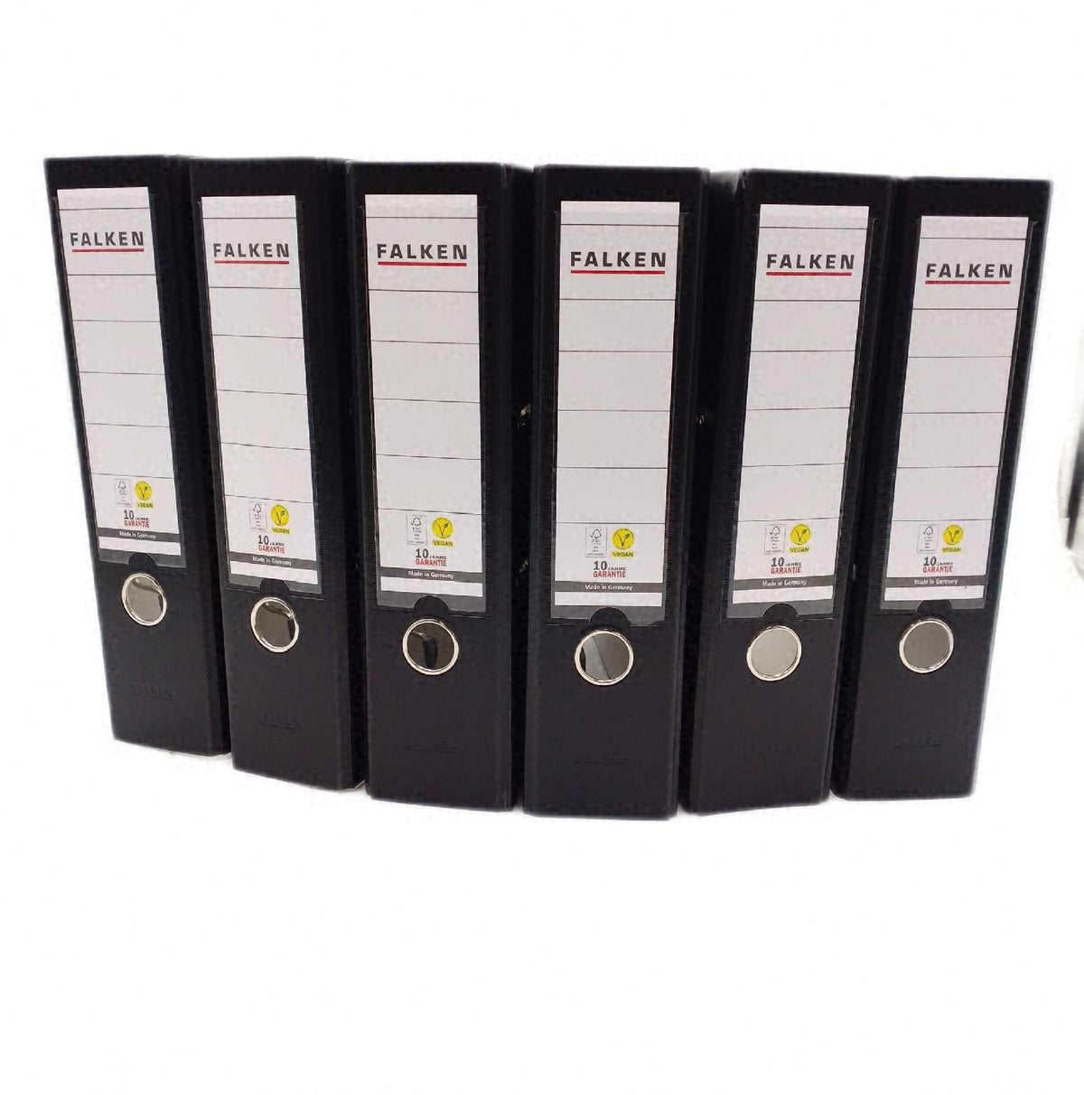 FALKEN 6x PP Color Kunststoff Ordner 8 cm breit DIN A4 schwarz un