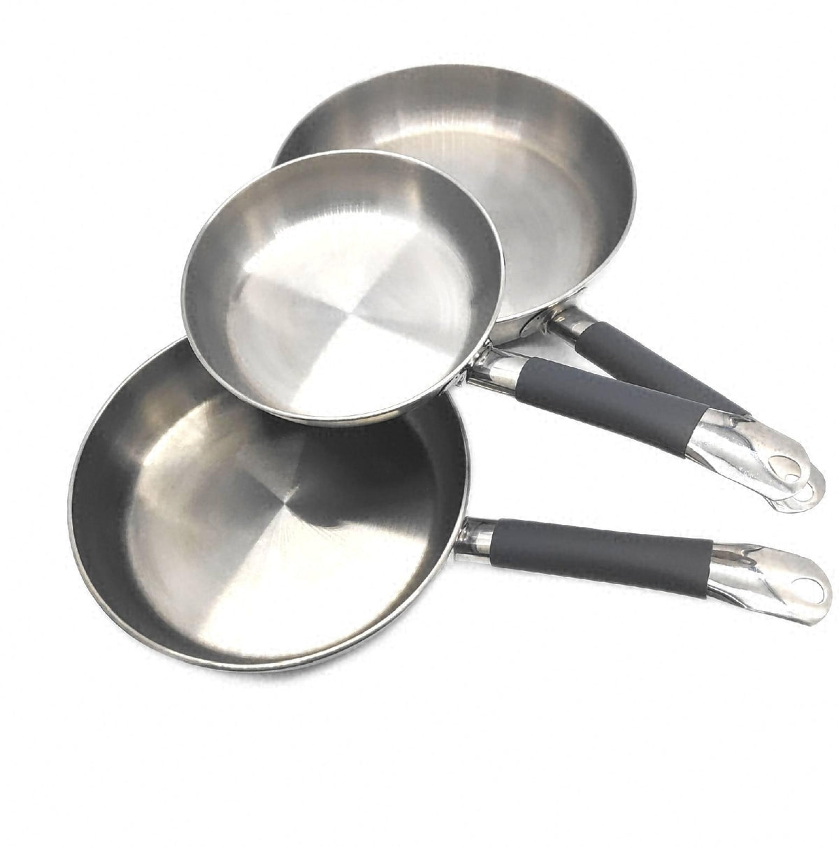 BRA Master Pfannen Set 20 24 28 cm Edelstahl Induktion mit Gummiertem Griff Pans Cookware
