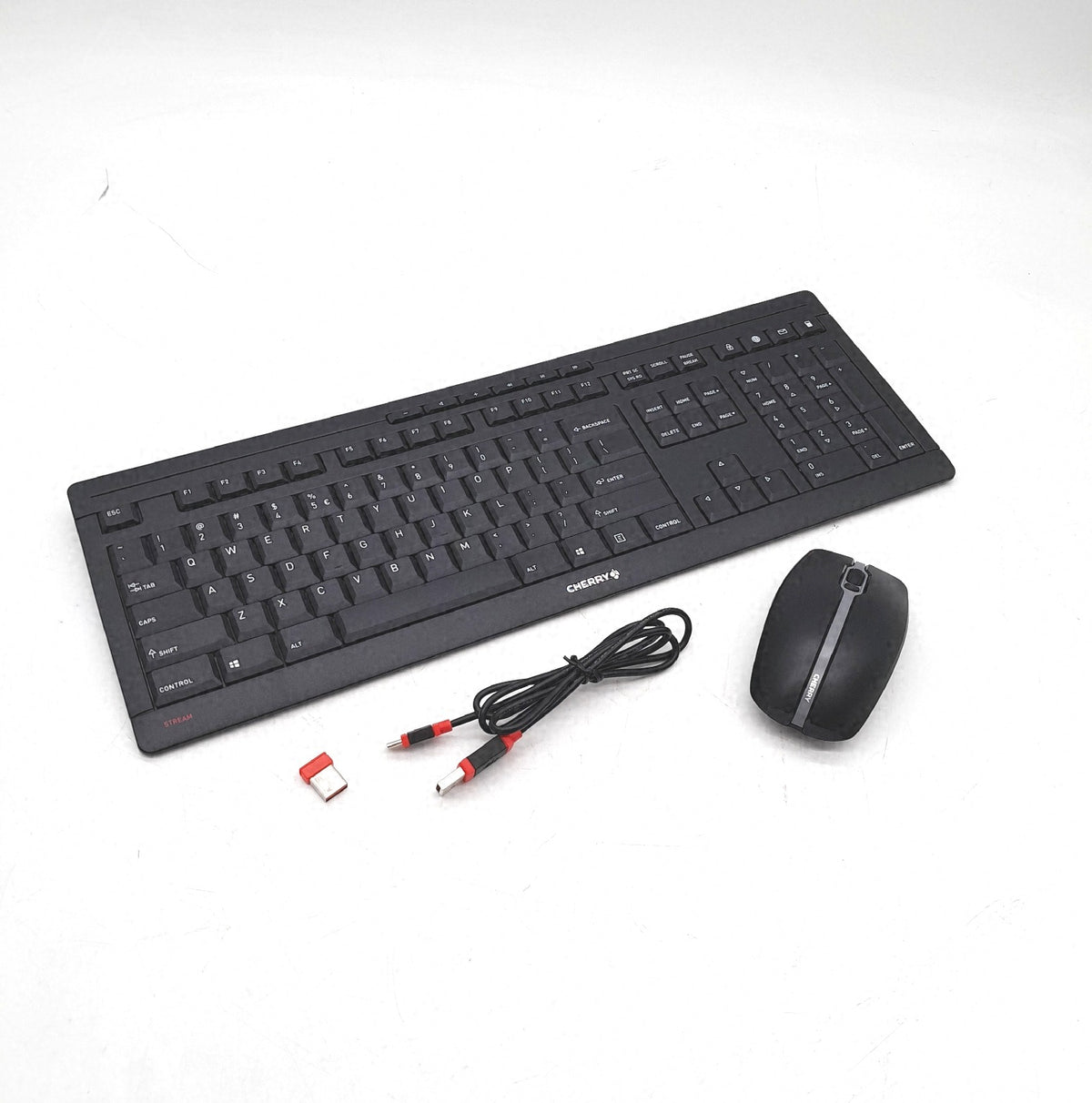 Cherry Stream Desktop Kabelloses Tastatur Maus Set EU Layout QWERTY 24 GHz Recharge