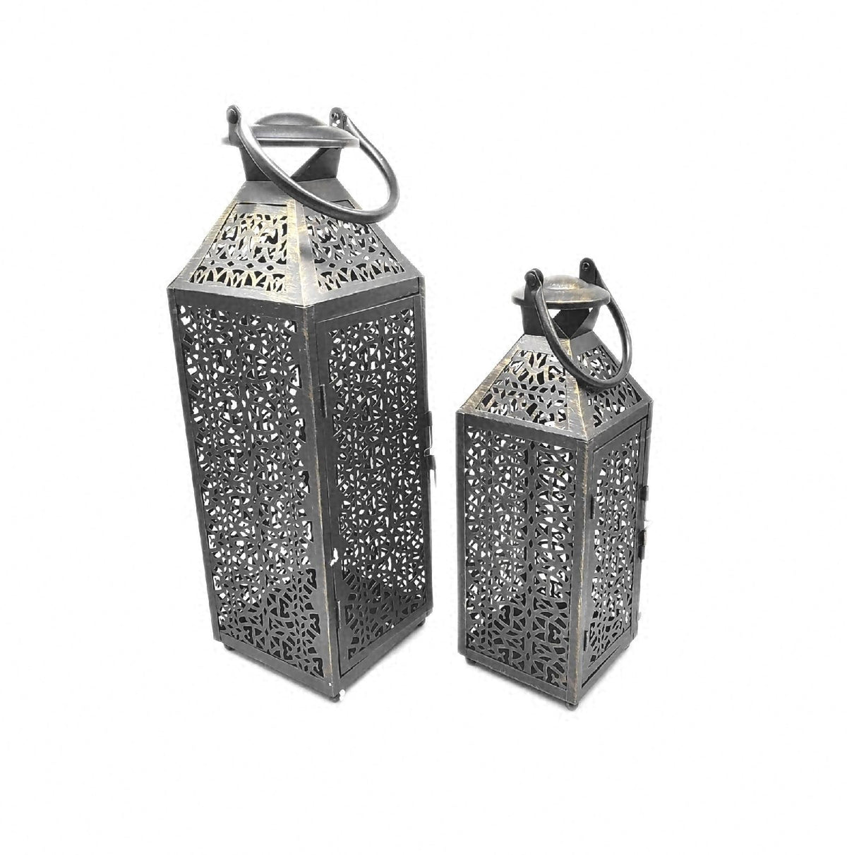 JHY DESIGN Set 2 Dekorative Kerzenhalter 48 cm und 36 cm hoch Marokkanisch
