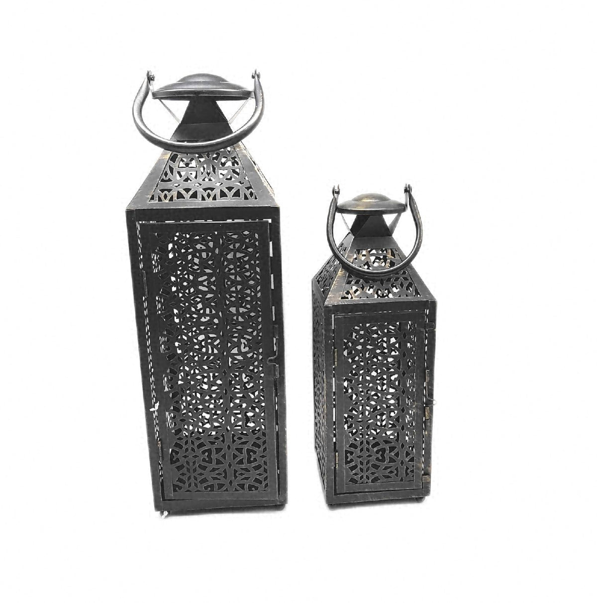 JHY DESIGN Set 2 Dekorative Kerzenhalter 48 cm und 36 cm hoch Marokkanisch