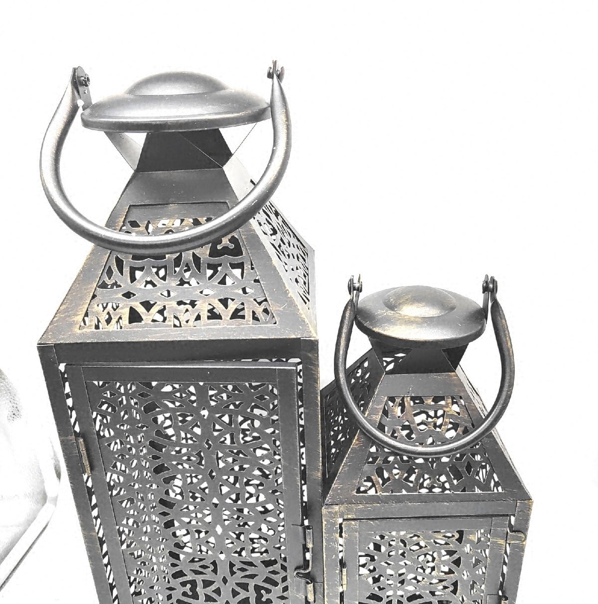 JHY DESIGN Set 2 Dekorative Kerzenhalter 48 cm und 36 cm hoch Marokkanisch