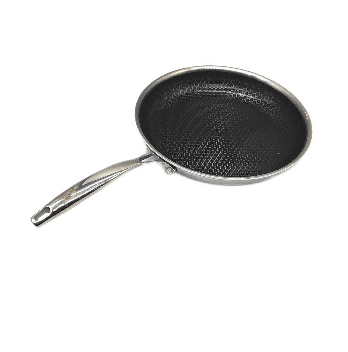 HENSSLERS Edelstahl Pfanne 28 cm Keramikbeschichtung mit Holzkochlöffel Unterseite fleckig