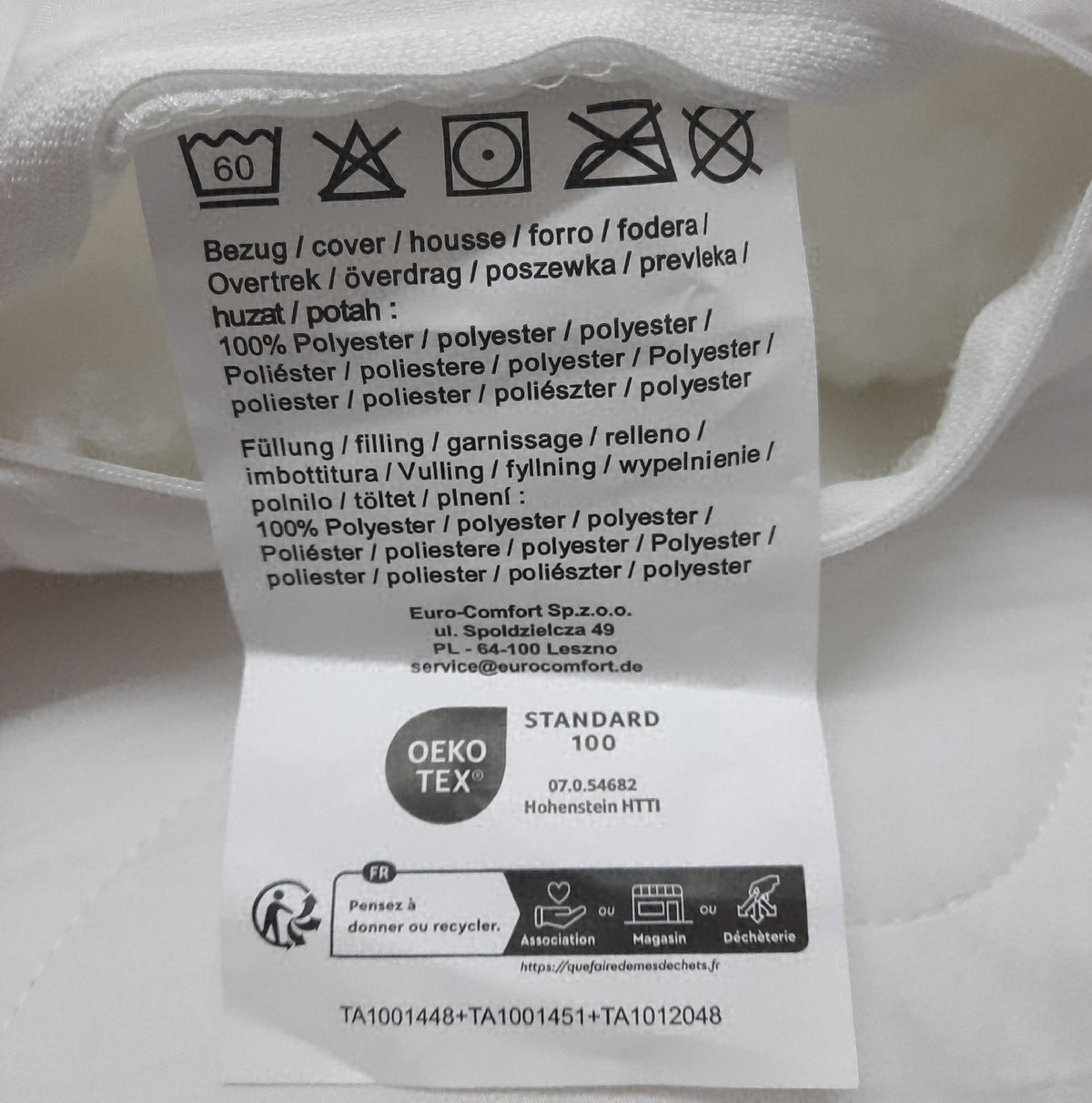Sleepling 191120 2Er Set Komfort 100 Kopfkissen -- Waschbar  - Fleck
