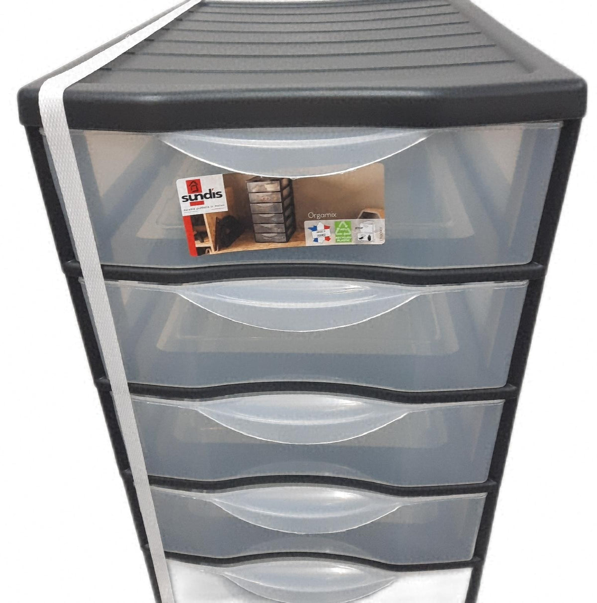 SUNDIS Orgamix Schubladenbox Kunststoff 8 Transparent Klebereste unten