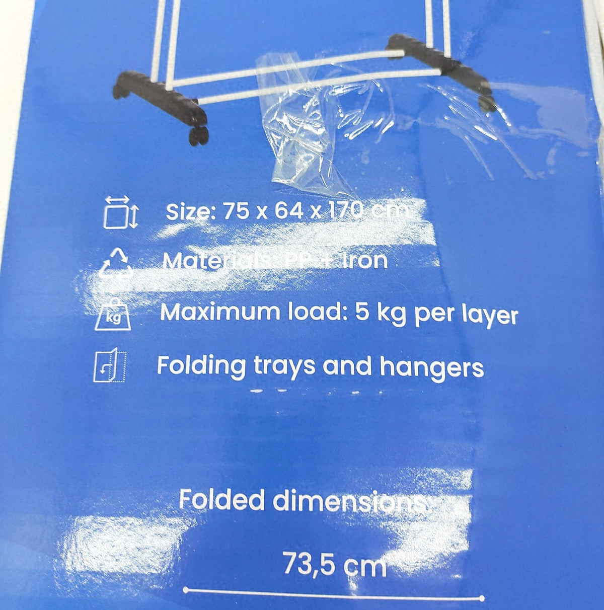 NK Vertikaler Wäscheständer 4 Ebenen 6 einziehbare Ablagen 2 seitliche Flügel