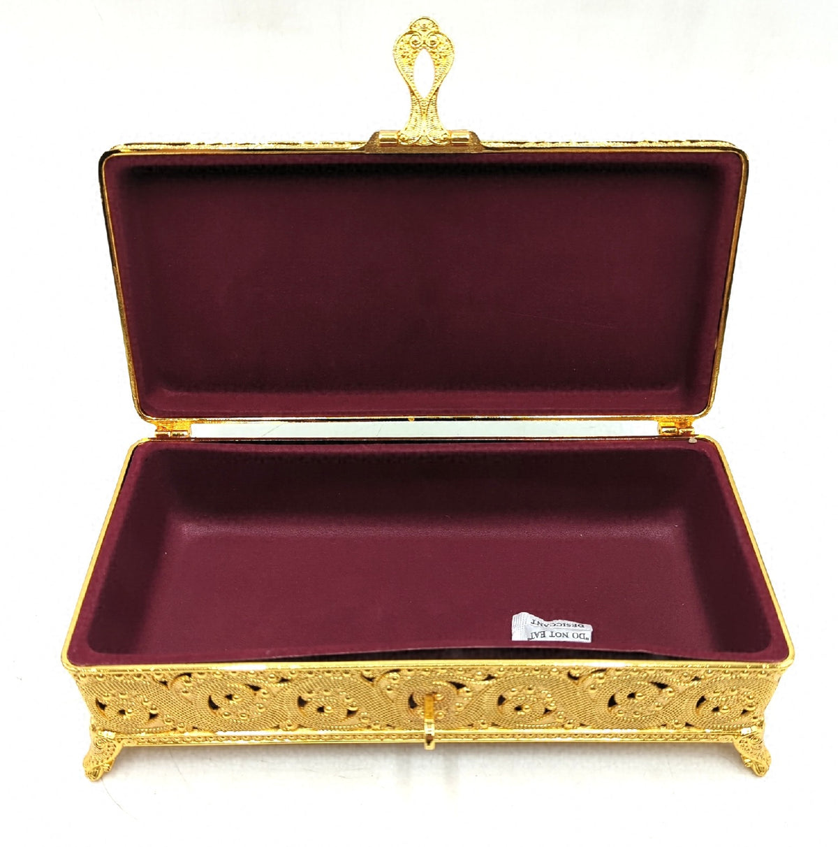 Schmuckkästchen aus Metall gold rechteckig Samt Schmuckbox Aufbewahrung Schmuckdose