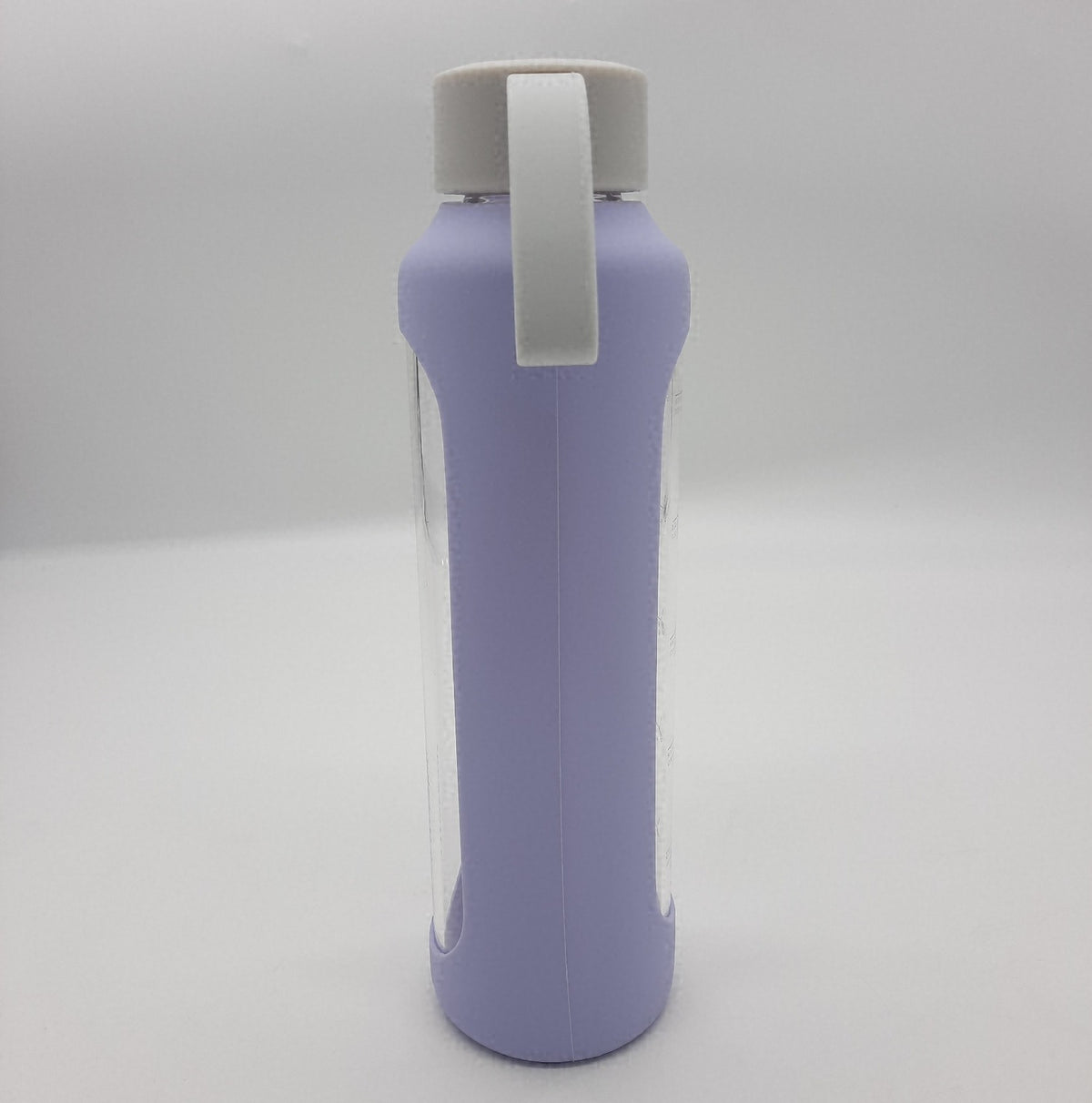 Wessper Trinkflasche Glas 500ml Violett mit Hydrationsskala robuste Glasflasche