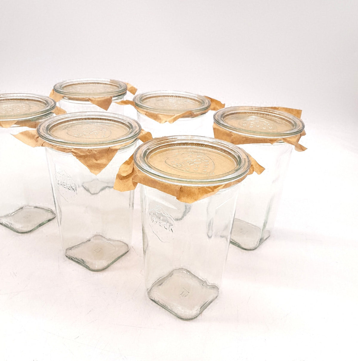 Weck Gläser 700ml 6er Set Deckel Quadroform robuste stapelbare Vorratsgläser