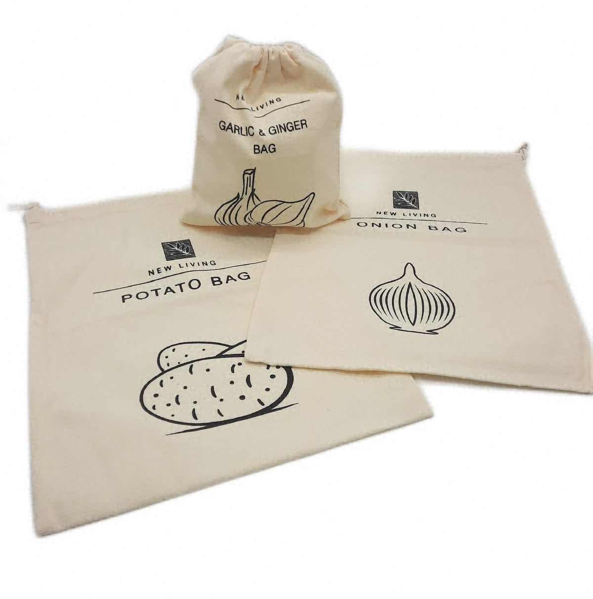 elbeutel Kartoffelbeutel Zwiebelbeutel Knoblauchbeutel 3er Pack Leinen Baumwolle Beutel Set
