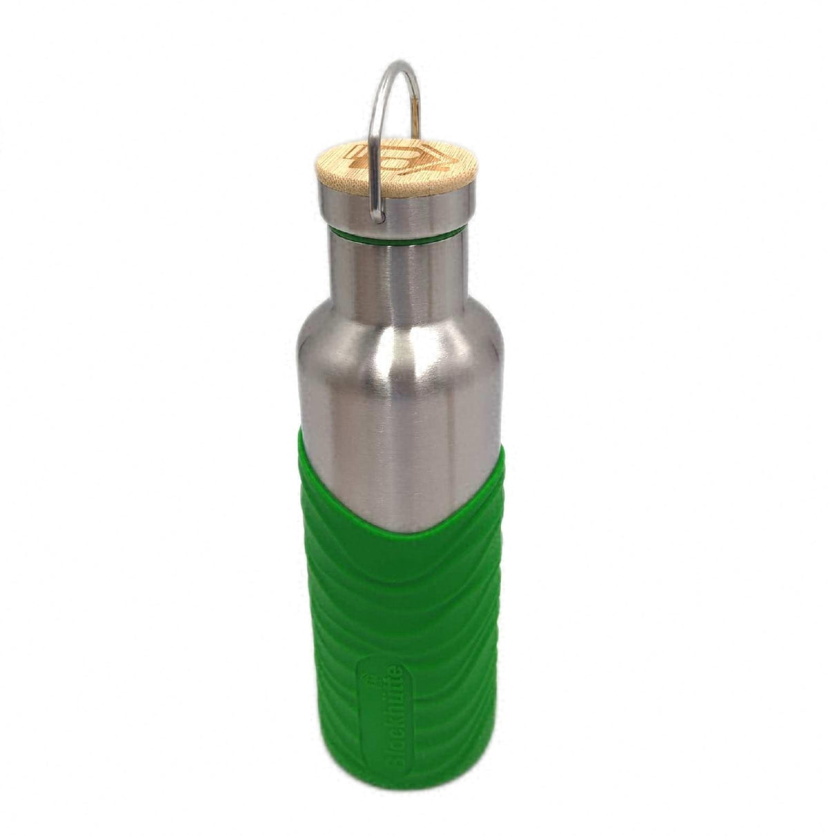 Blockhütte khütte Wasserflasche Edelstahl 750 ml mit Silikonhülle Trinkflasche dicht robust