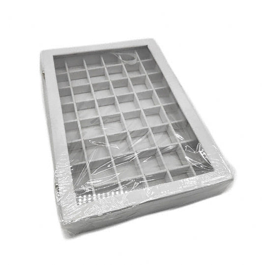 Frebeauty Schmucktablett 48 Fächer mit Glasdeckel Samt Schmuck Organizer Box
