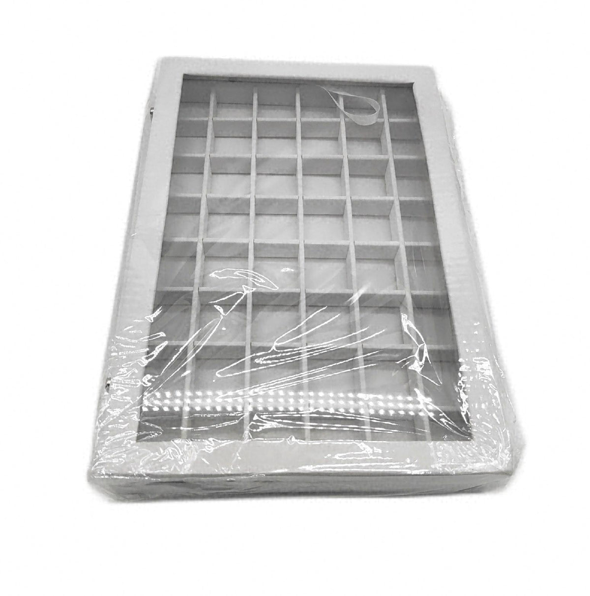 Frebeauty Schmucktablett 48 Fächer mit Glasdeckel Samt Schmuck Organizer Box