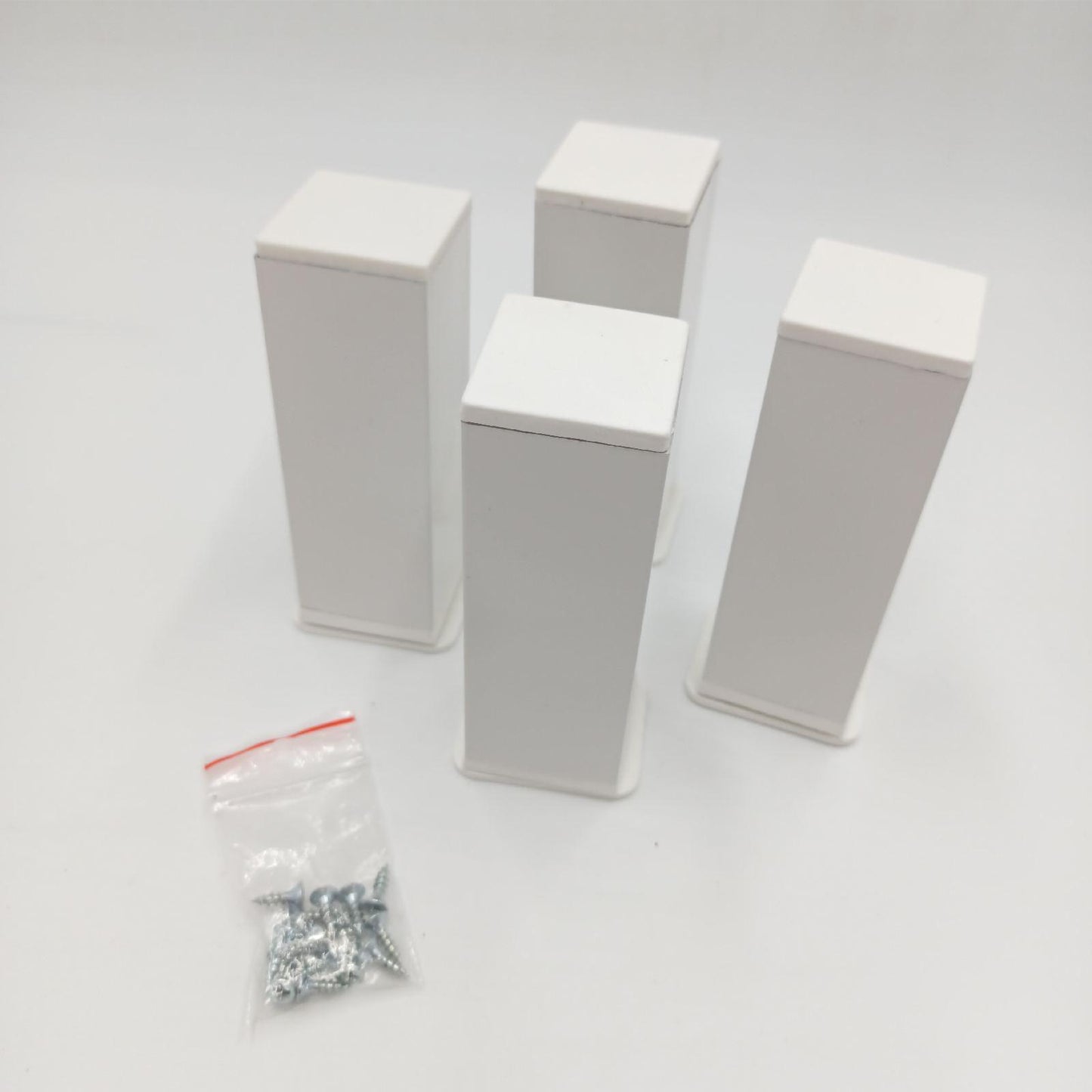 Alusfera Möbelfüße - Höhenverstellbar - Möbelfüße Verstellbare - Möbelfuß - Schrankfüsse - Möbelbeine 4 Stück 40x40mm - Metal Füße für Möbel 120mm - Möbelzubehör - Weiß