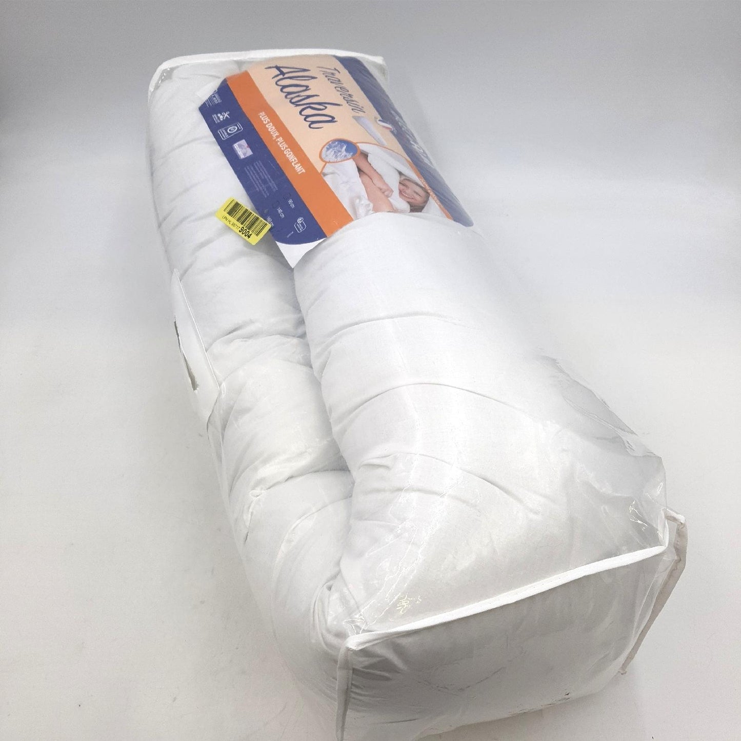 Blau Câlin Nackenrolle Komfort Alaska bauschig 100% Baumwolle 160 cm Weiß