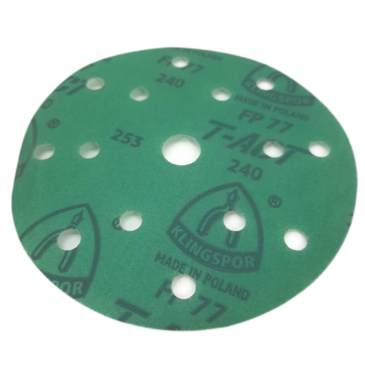 Klingpsor 353141 FP 77 K T-ACT Scheiben mit Filmunterlage  kletthaftend für Farbe  Lack  Spachtel  Grundierung  Füller  Gel-Coats  Kompositwerkstoffe  Lochform GLS51  ø 150mm  240 Korn  100 Stück