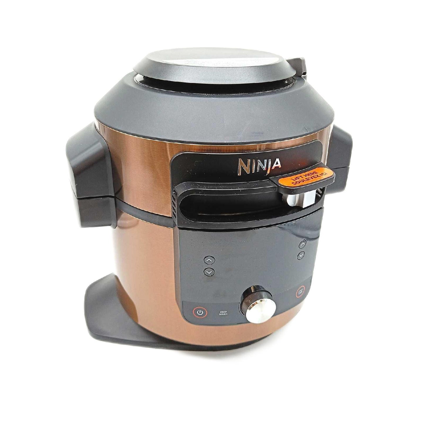 Ninja Foodi MAX Multikocher mit SmartLid, 7,5L, 12-in-1 Multicooker, Pressure Cooker Schnellkochen, Air fryer Heißluftfrittieren, Slow Cooker Langsamkochen, Kupfer/Schwarz, Amazon Exklusiv, OL650EUCP