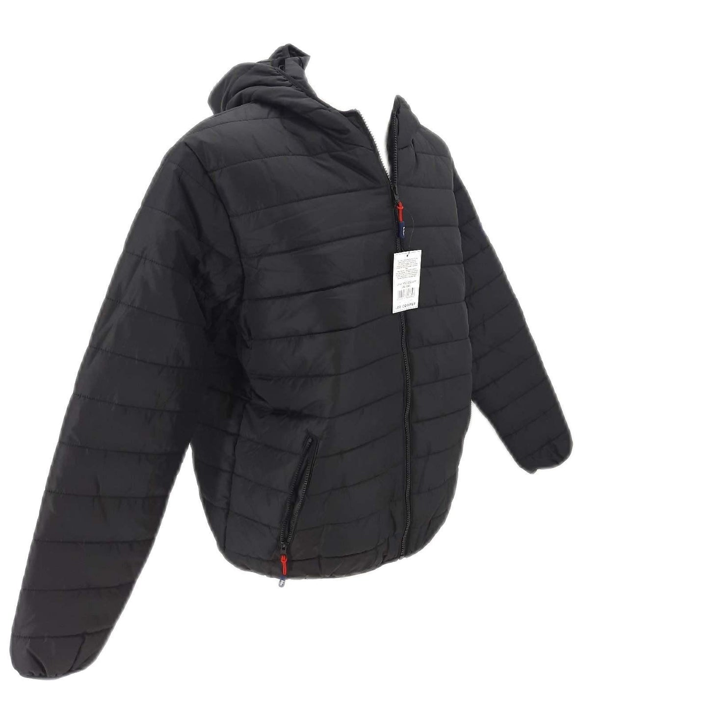 Lee Cooper Workwear Herren-Steppjacke mit durchgehendem Reißverschluss, Thermo-Arbeitskleidung, mit Kapuze, gepolstert, Schwarz, L