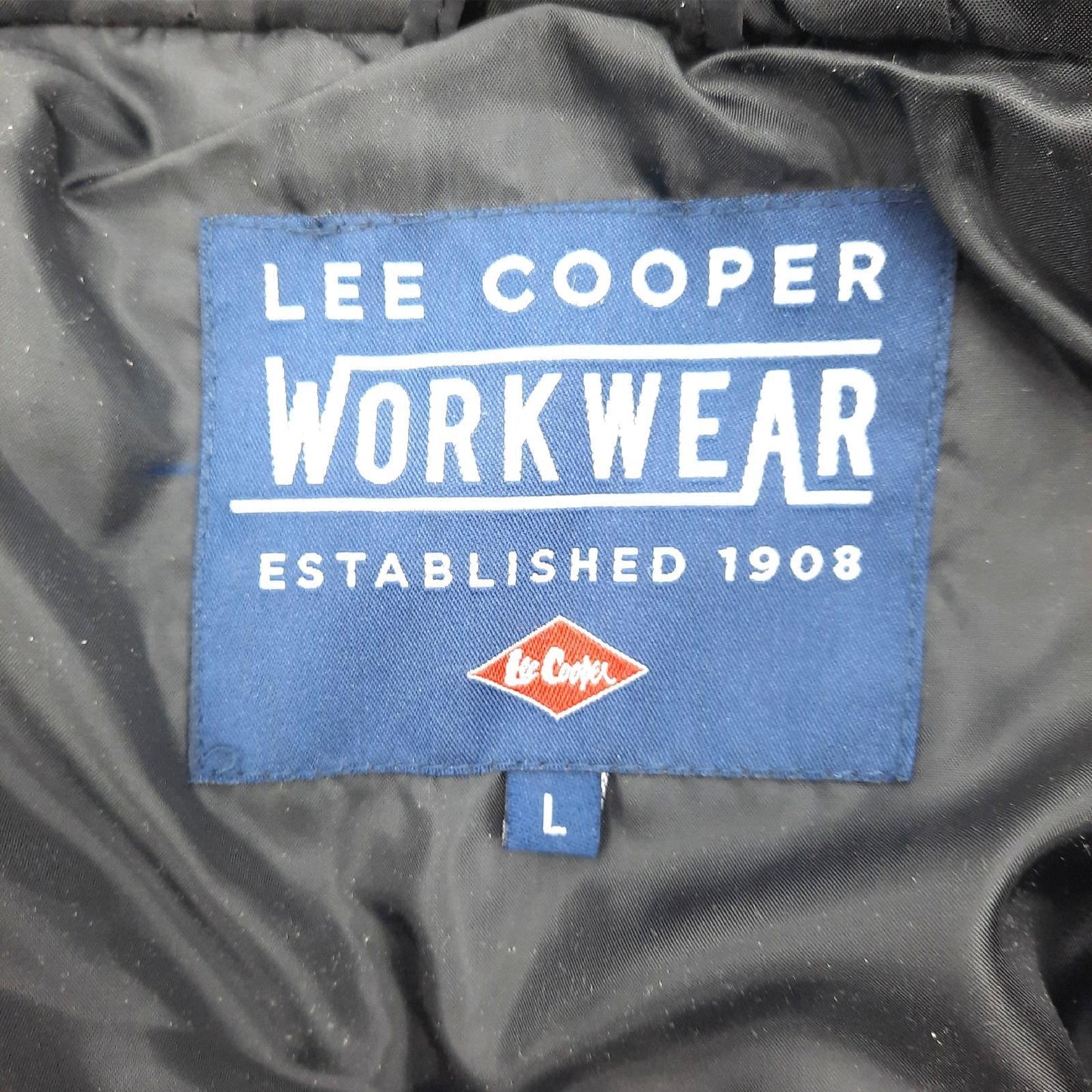 Lee Cooper Workwear Herren-Steppjacke mit durchgehendem Reißverschluss, Thermo-Arbeitskleidung, mit Kapuze, gepolstert, Schwarz, L