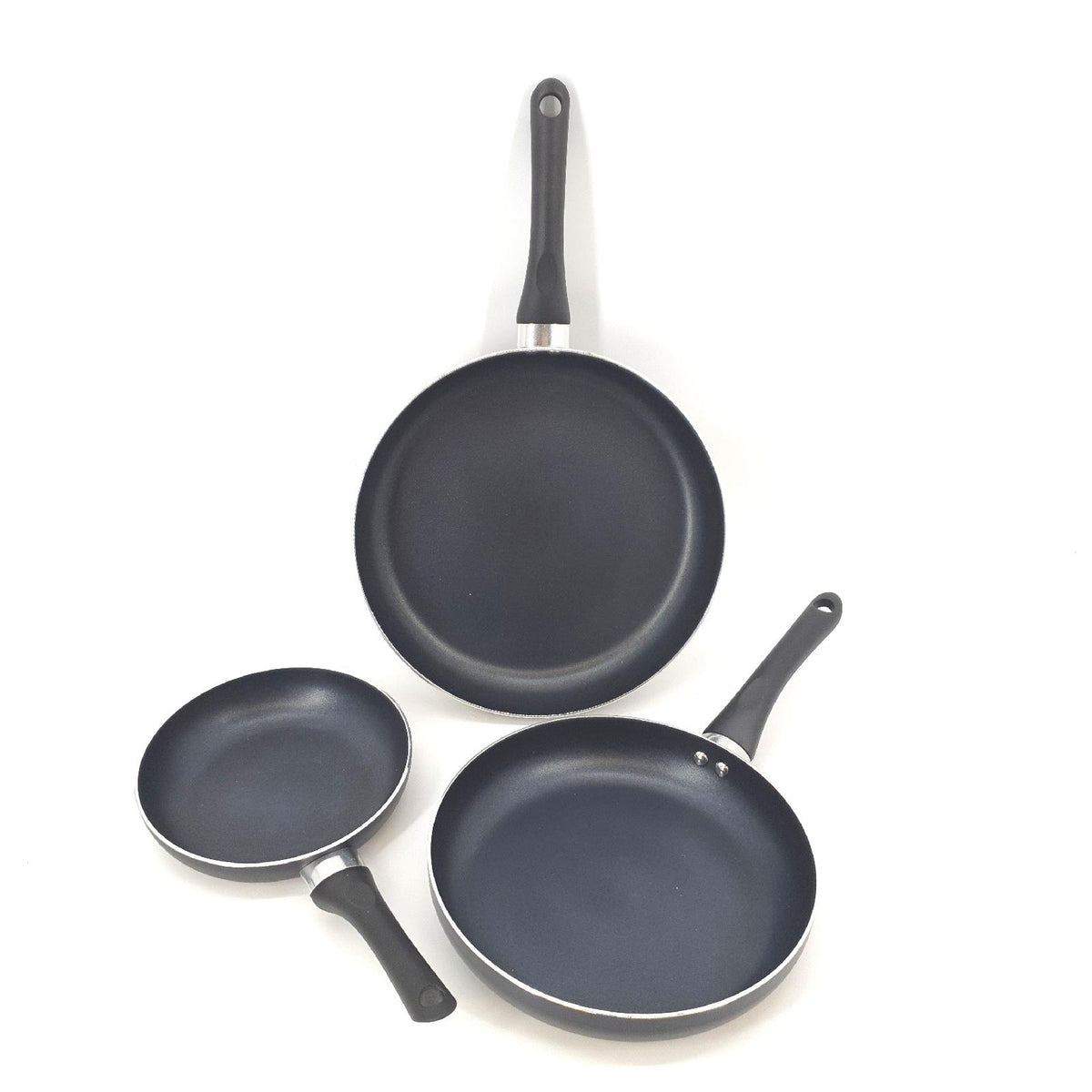 Amazon Basics 3er Bratpfannen Set Antihaftbeschichtung Schwarz 20 cm 25 cm 30 cm