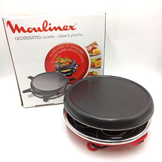 Moulinex Crêpier 6 Coupelles Accessimo RE151812 Raclette Plancha Crêpes Pfanne 6 Schälchen Schwarz Küchengerät
