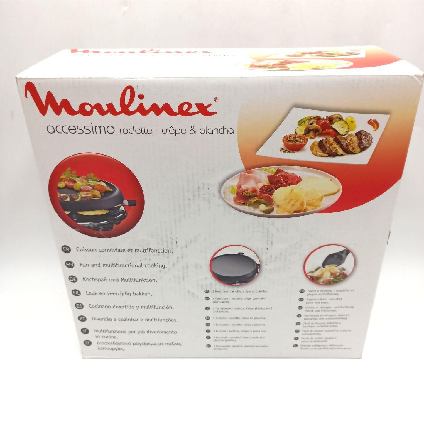 Moulinex Crêpier 6 Coupelles Accessimo RE151812 Raclette Plancha Crêpes Pfanne 6 Schälchen Schwarz Küchengerät