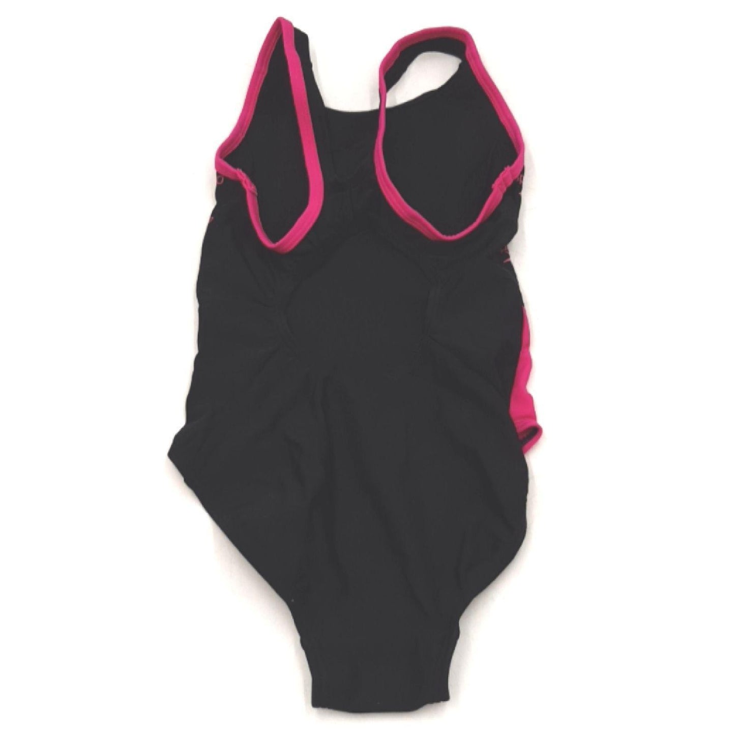 Speedo Mädchen Girls Boom Logo Splice Muscleback Badeanzug, Schwarz/Electric Rosa, 5-6 Jahre