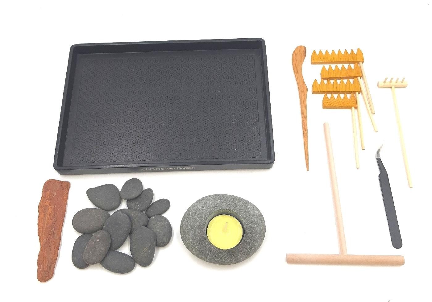 ICNBUYS ZenGarten Pebble Kerzenhalter Set Dekoration Feng Shui Kreativität
