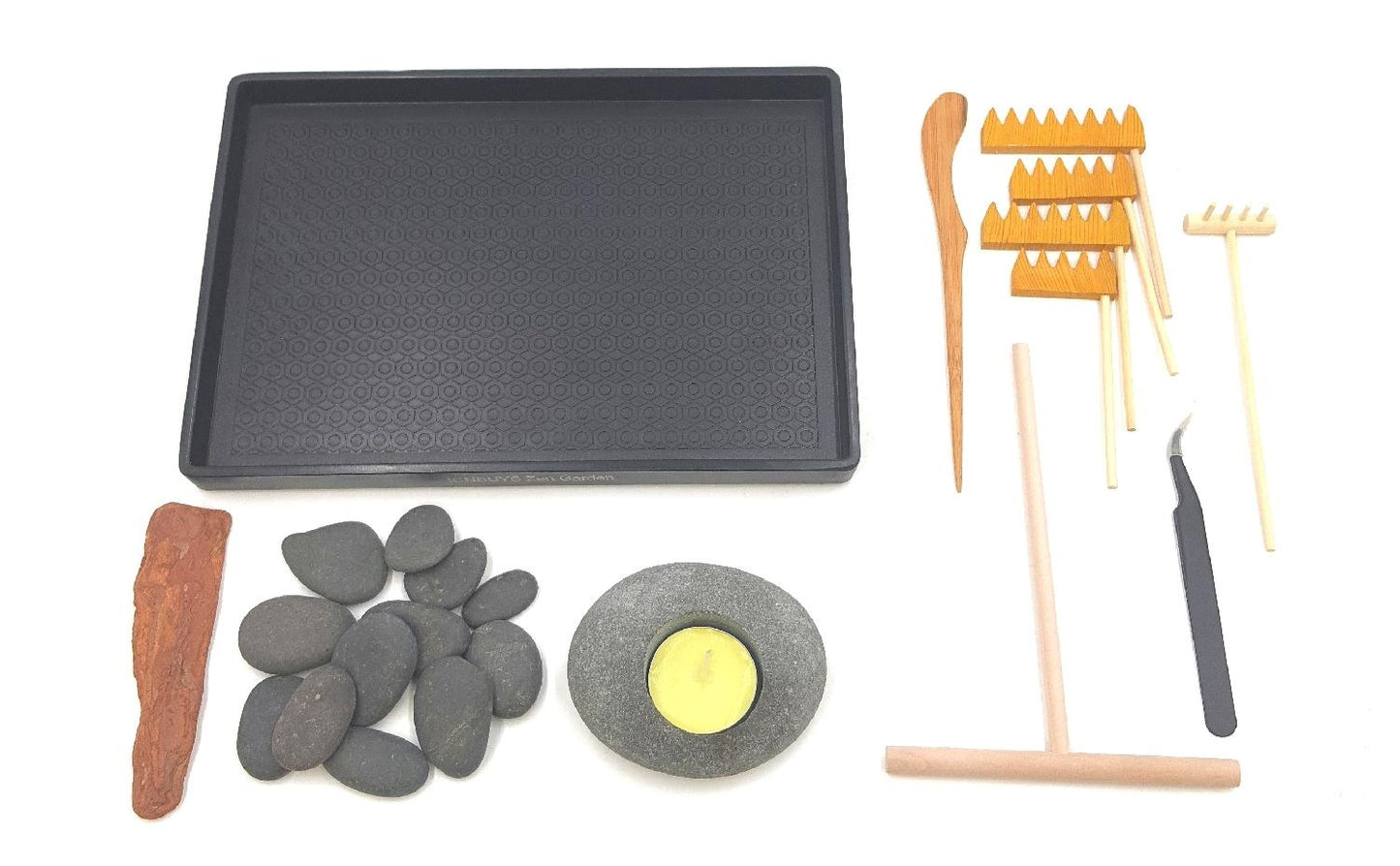 ICNBUYS ZenGarten Pebble Kerzenhalter Set Dekoration Feng Shui Kreativität