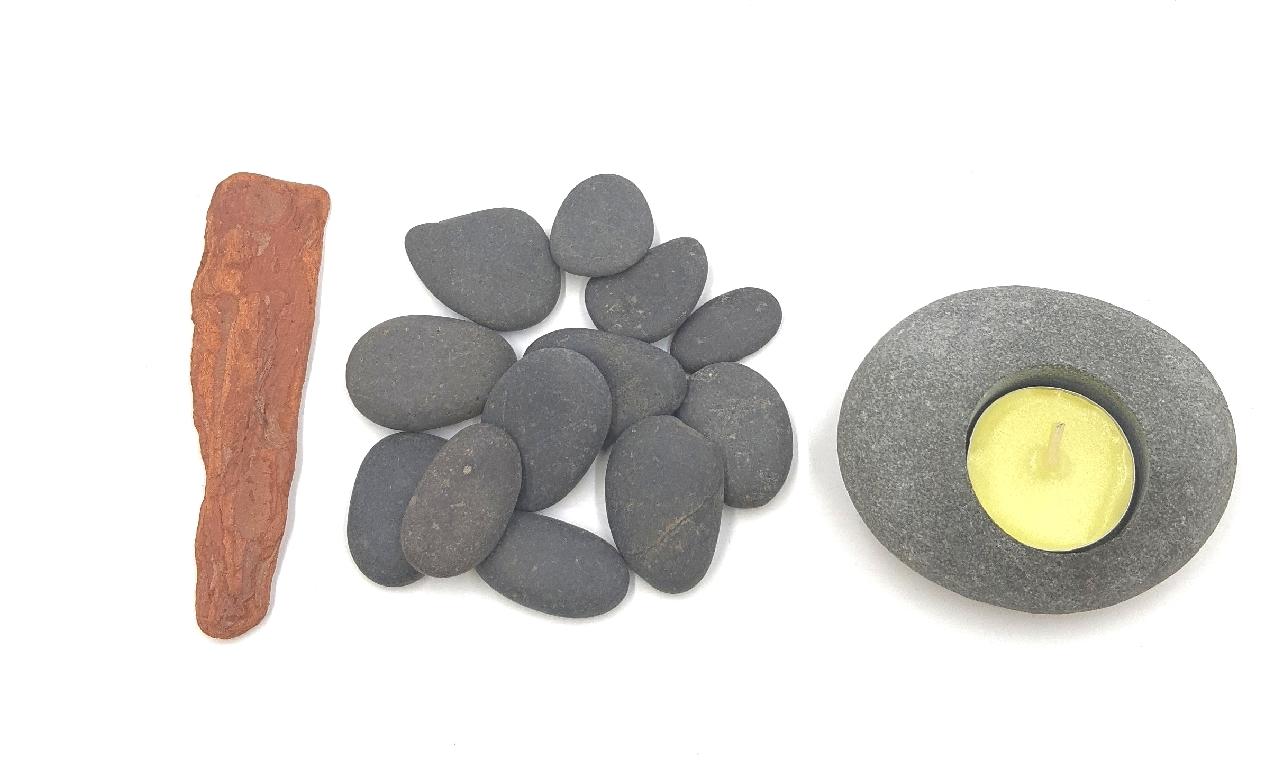 ICNBUYS ZenGarten Pebble Kerzenhalter Set Dekoration Feng Shui Kreativität