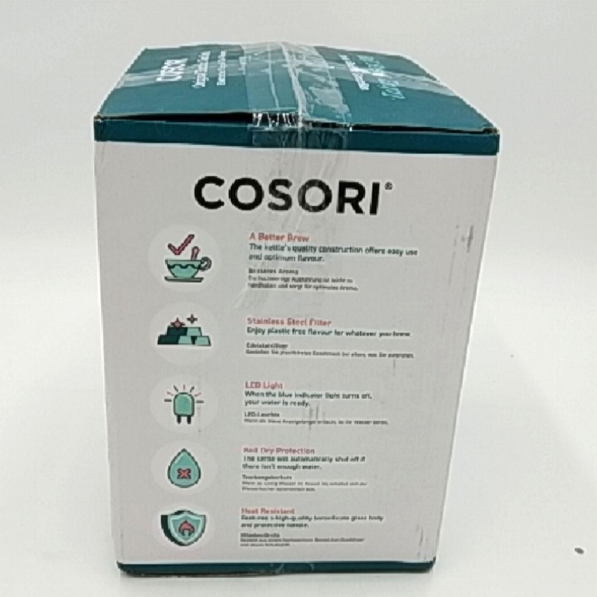Cosori Elektrisch geschmolzen Wasserkocher Glas 17 Liter ohne Kunststoffkontakt ideal für Tee