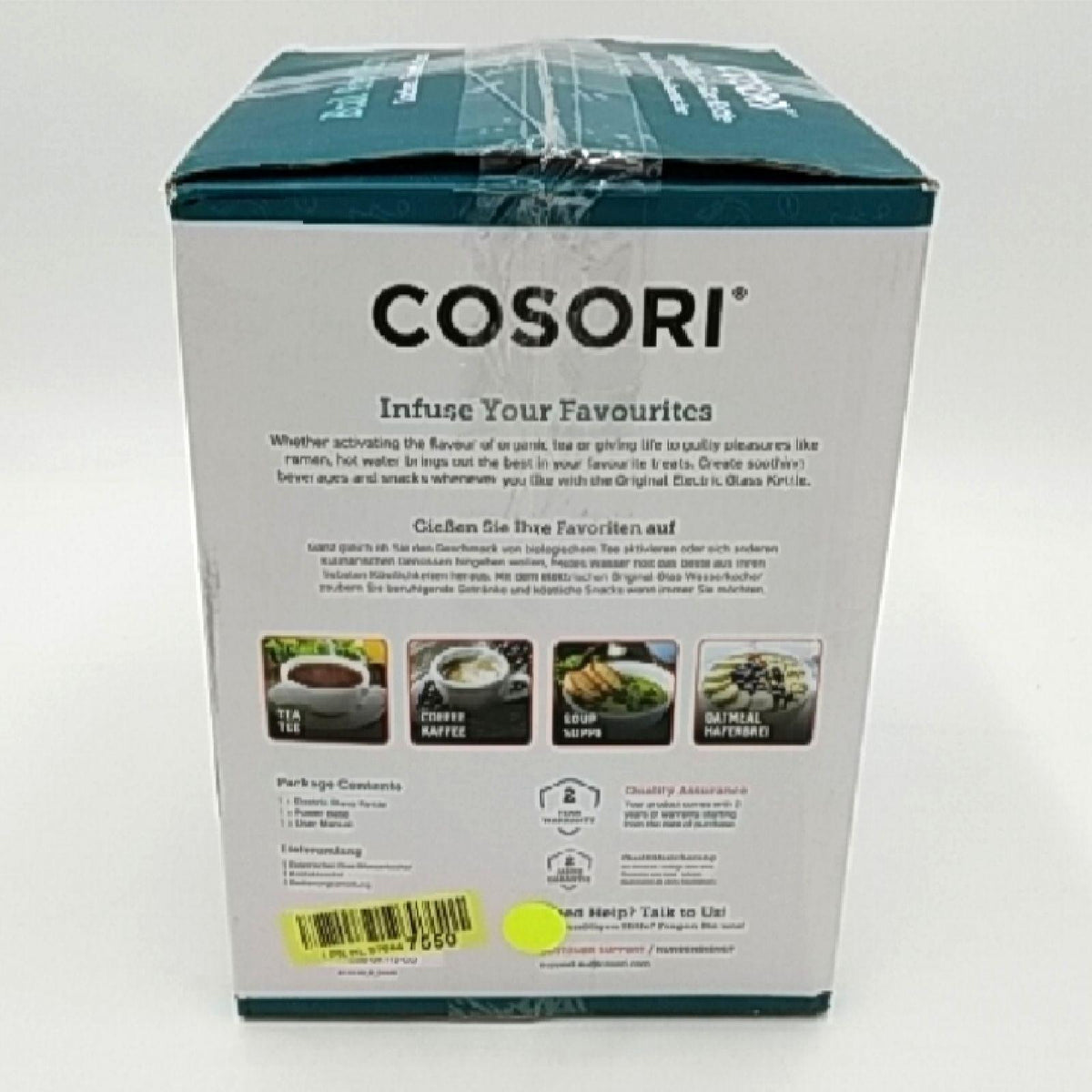 Cosori Elektrisch geschmolzen Wasserkocher Glas 17 Liter ohne Kunststoffkontakt ideal für Tee