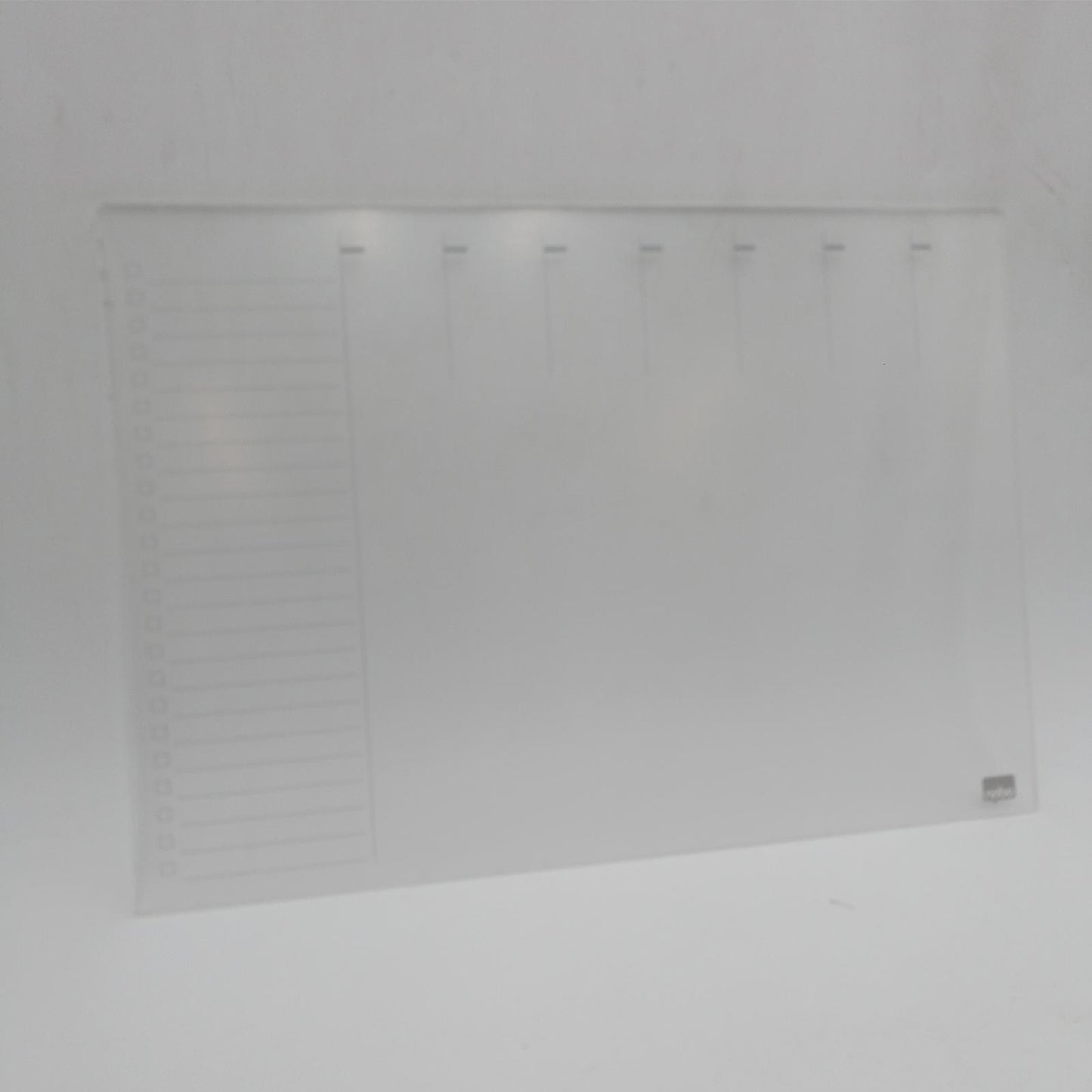 Nobo Mini-Whiteboard Wochenplaner, A3, Tisch-/Wandmontage, Trocken Abwischbares Acrylglas, Rahmenlos, 297 x 420 mm, Inklusive Markerstift und Montagepads, Durchsichtig, 1915615