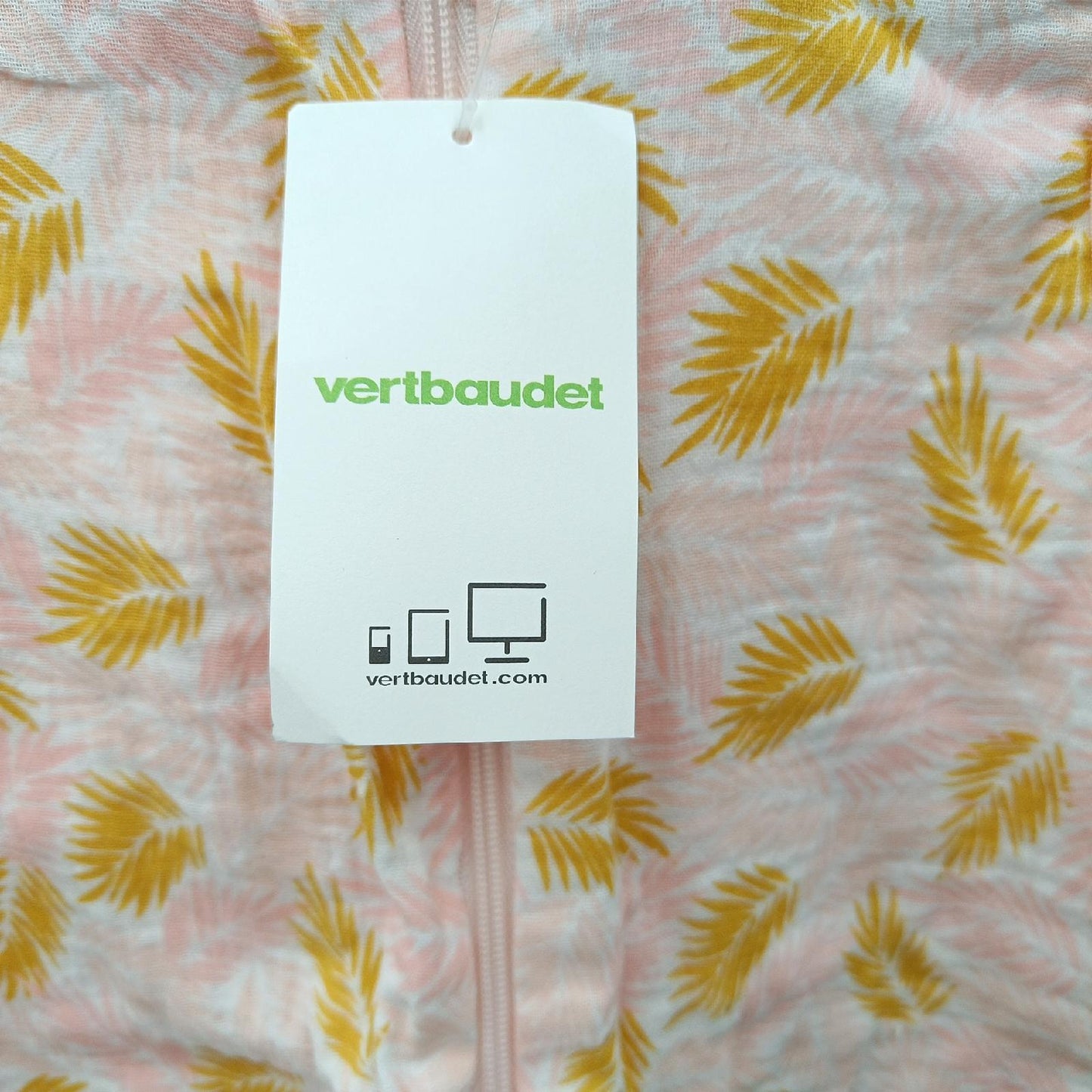 Vertbaudet Babyschlafsack Babybekleidung Tropical rosa senfgelb Blätter Sommer