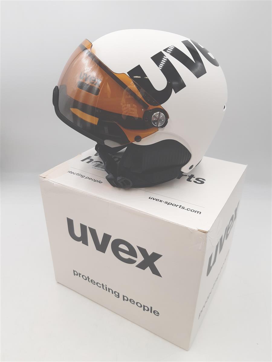 Uvex Skihelm Schutz Ausrüstung weiß schwarz matt 52 55 cm flexibel Visier Sport