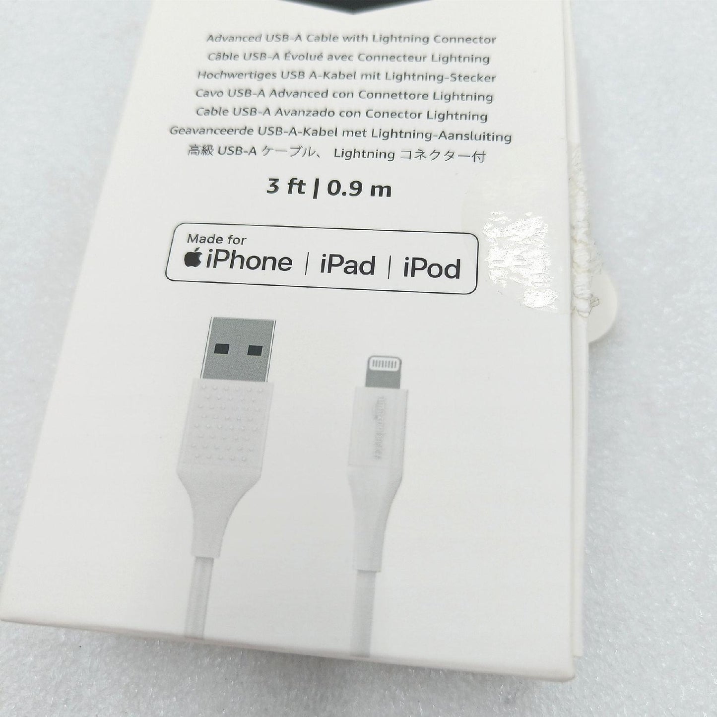 Amazon Basics Verbindungskabel USB A Ladekabel iPhone Weiß 09 Meter Mfi zertifiziert