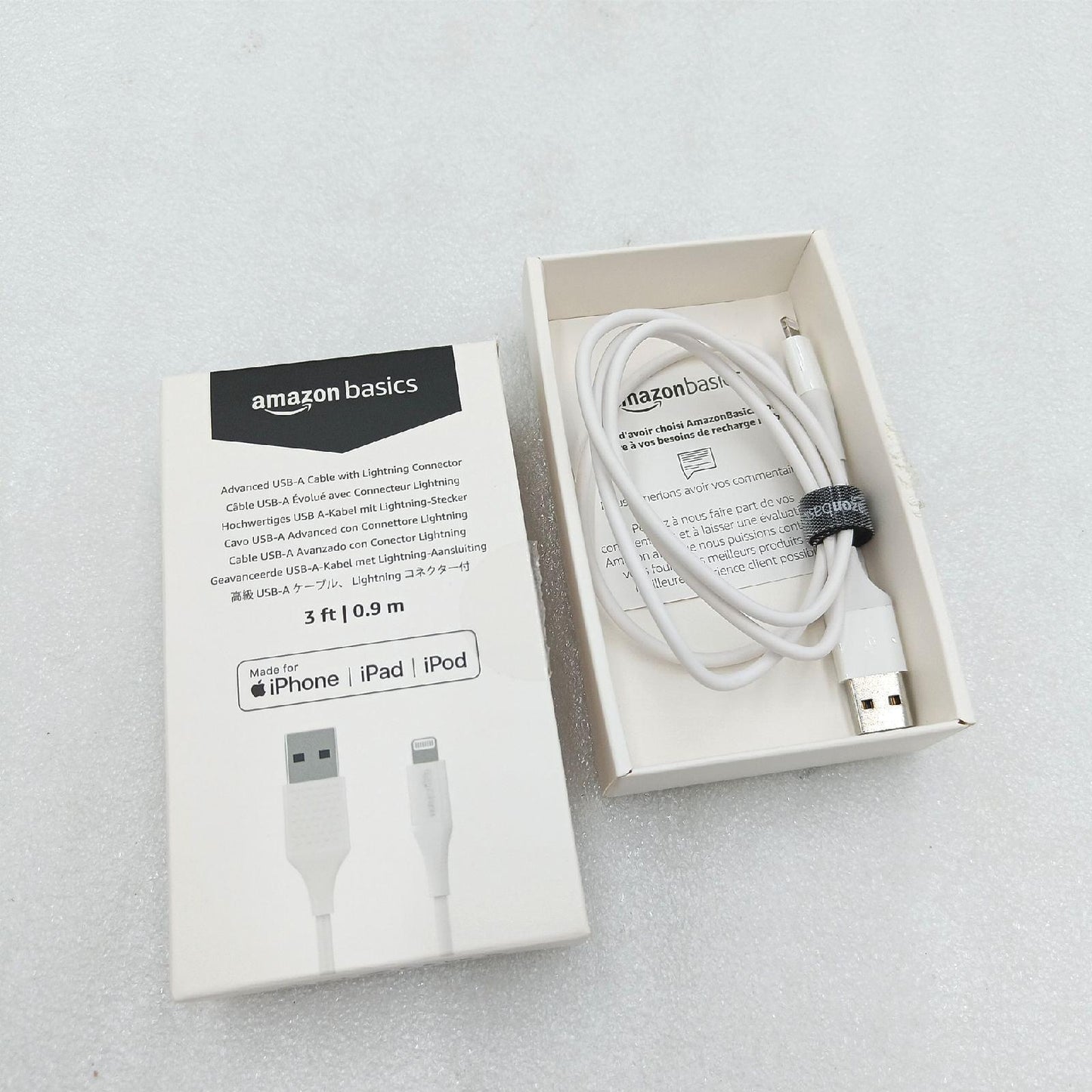Amazon Basics Verbindungskabel USB A Ladekabel iPhone Weiß 09 Meter Mfi zertifiziert