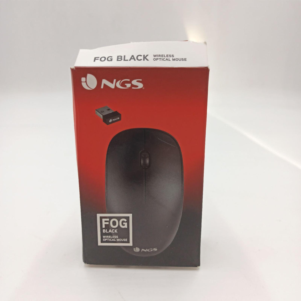 NGS Fog Black Kabellose Optische Maus 2.4GHz  Computer- oder Laptop-Maus mit 2 Tasten und Scrollfunktion  1000dpi  für Links- und Rechtshänder  Schwarz