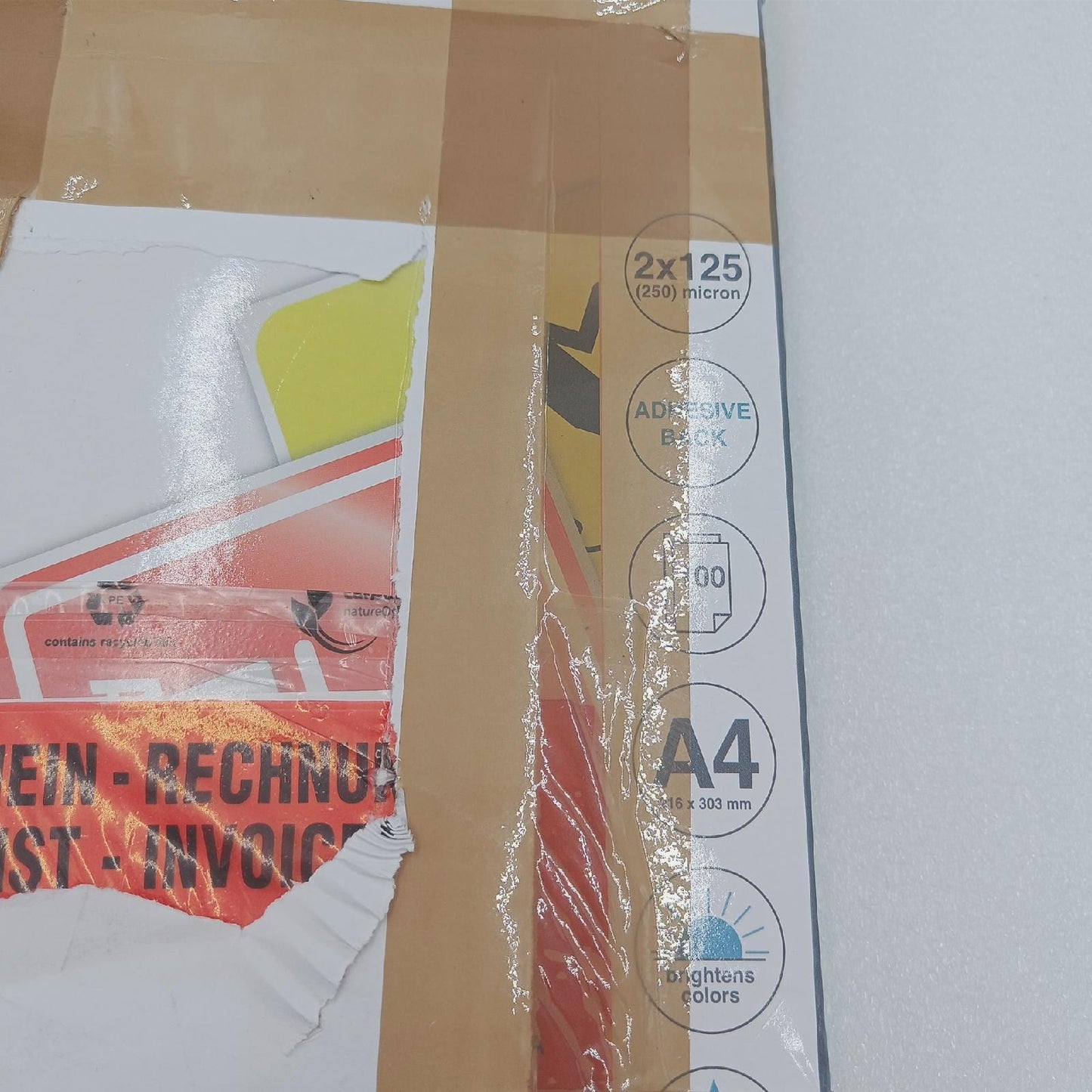 Pavo - Laminierfolien mit selbstklebender Rückseite A4 2x125 mic, 100 Stück - Glänzend