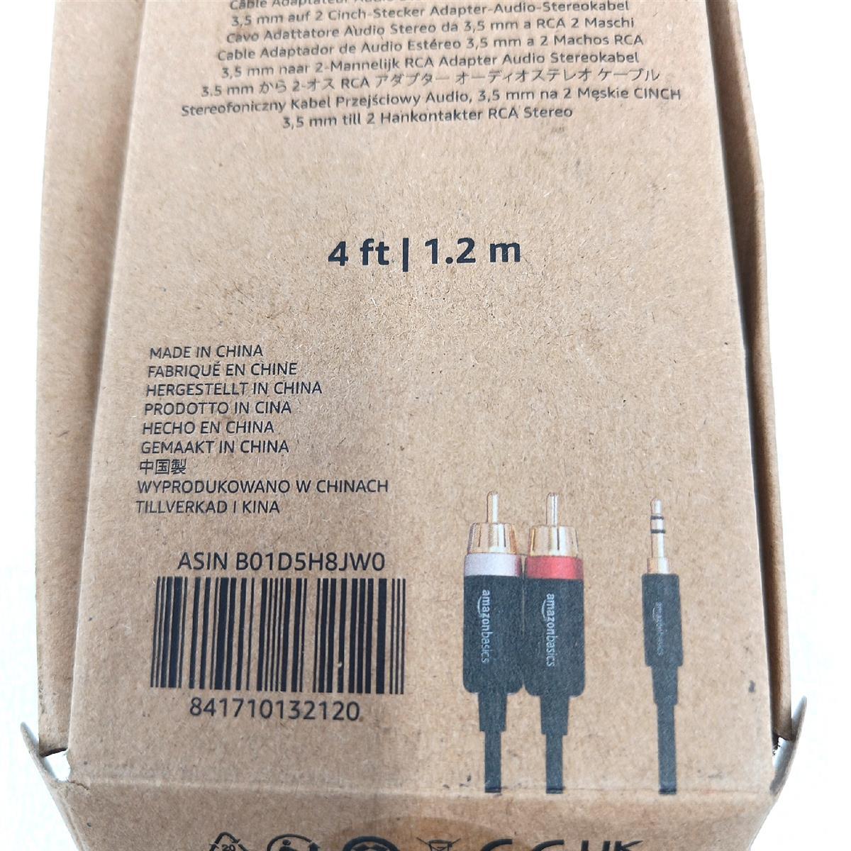 Amazon Basics Audiokabel Kabel Zubehör 3.5 Aux auf 2 RCA Adapter schwarz vergold