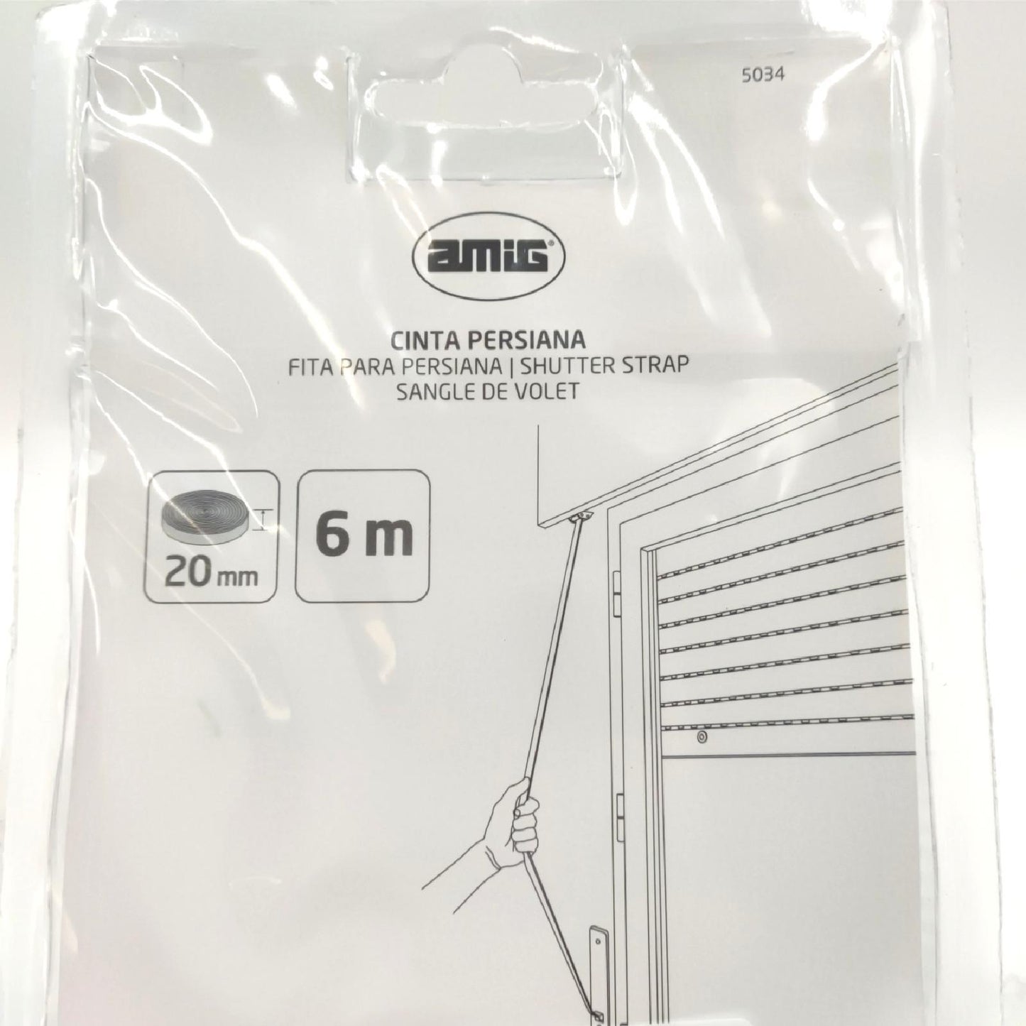 Amig – Rollo-Aufrollband – 20 mm x 6 m – UV- und abriebfest – Schwarz gepunktet – Ersatzschnur für die Aufrollvorrichtung
