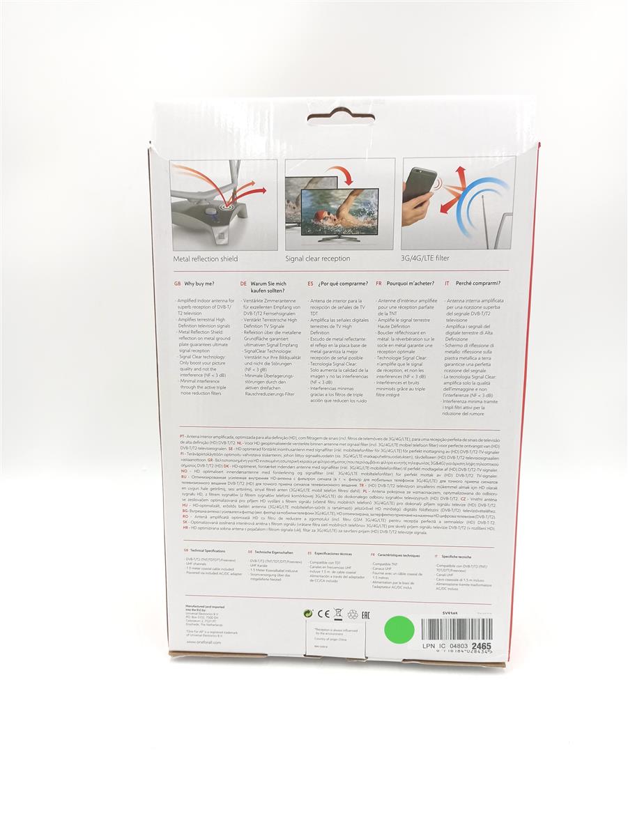 One For All Full HDTV Zimmerantenne A/V 65.16 verstärkt TV Wandmontage Spitze SUPE;