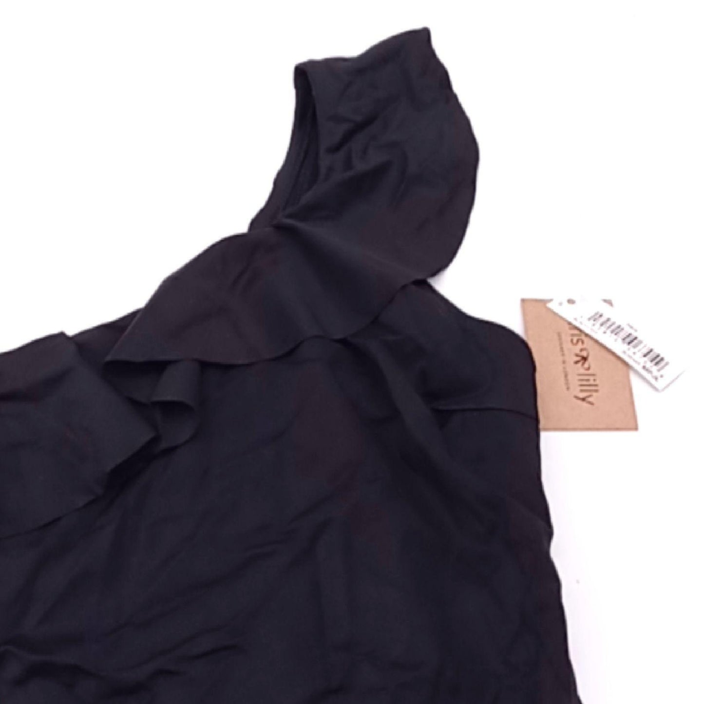 Iris Lilly Badeanzug Damenmode Sommer Schwarz One Shoulder Rüschen Beachwear