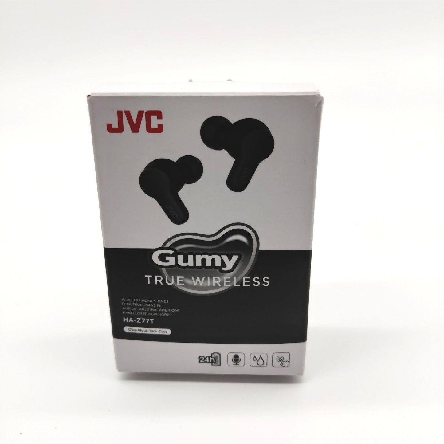 JVC True Wireless Ohrstöpsel Kopfhörer Gumy Bluetooth 5 3 24 Stunden Akkulaufzeit IPX4 Schutz Olive Black Sound Modi
