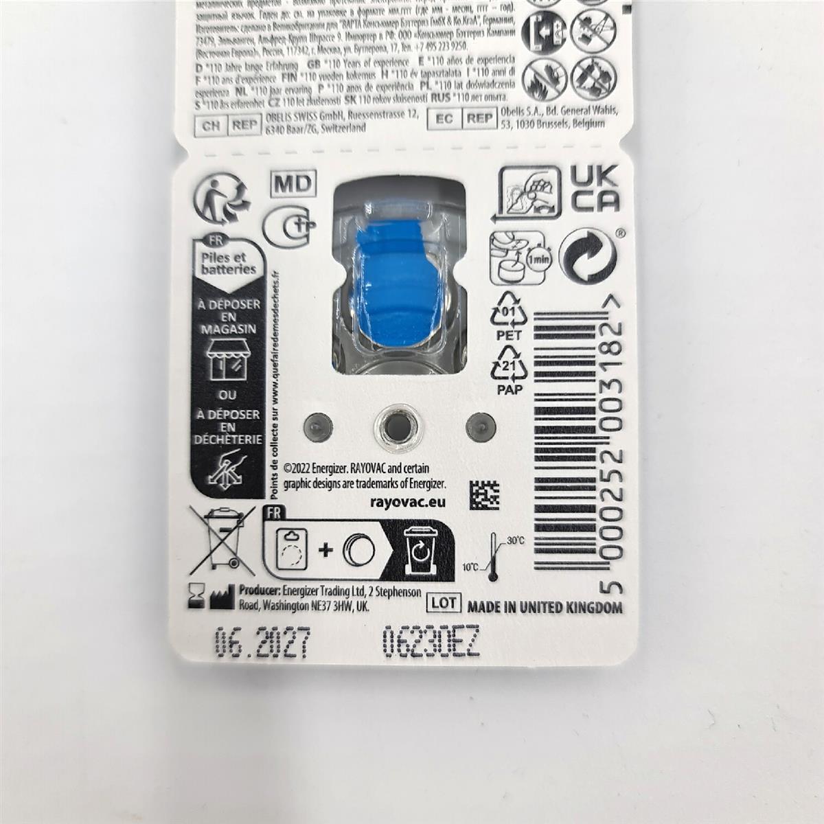 Rayovac Horgeratebatterien Batterien Knopfzellen 60 Stück Groesse