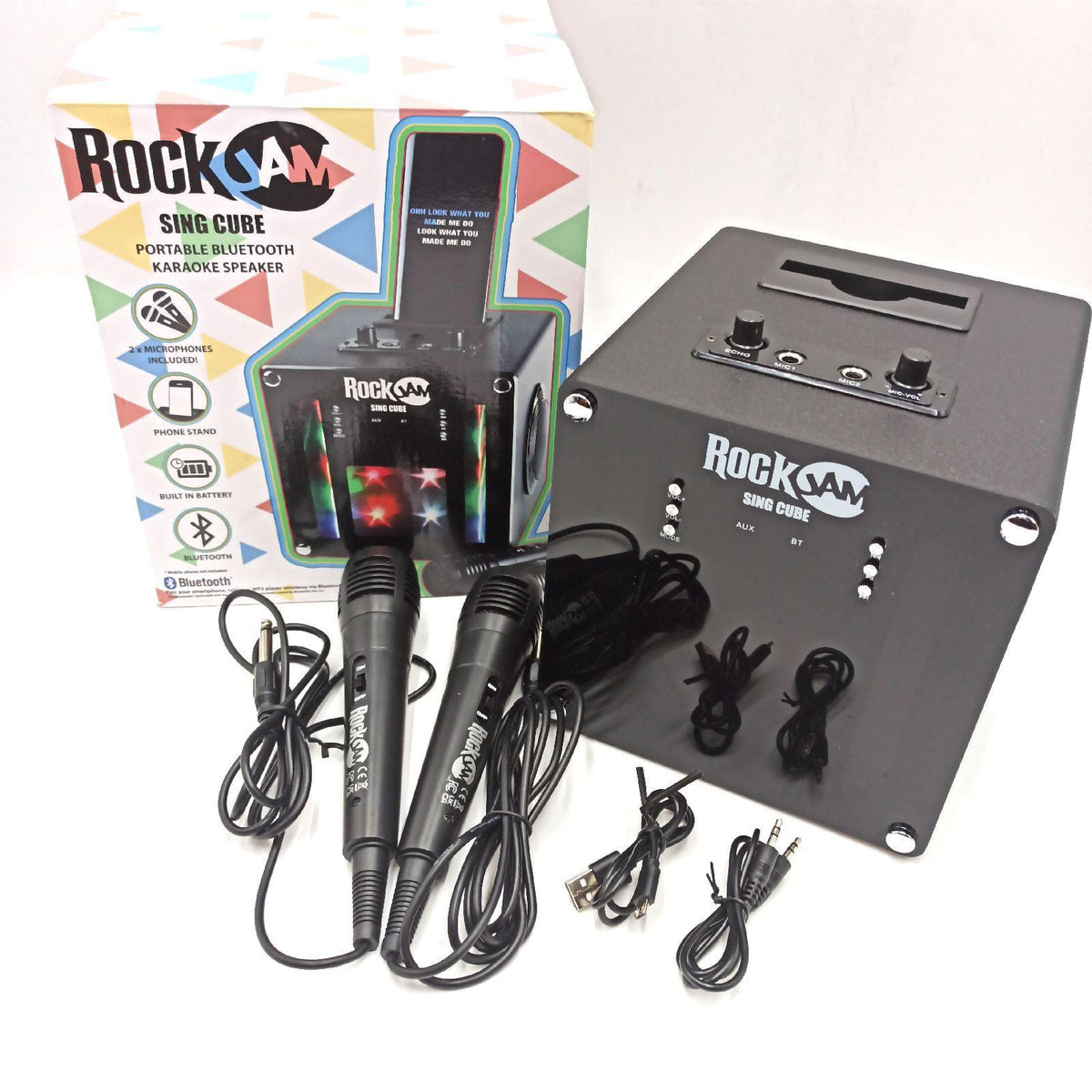 RockJam Karaoke Maschine Audiogeräte Singcube Bluetooth Verbindung wiederaufladbar leistungsstark