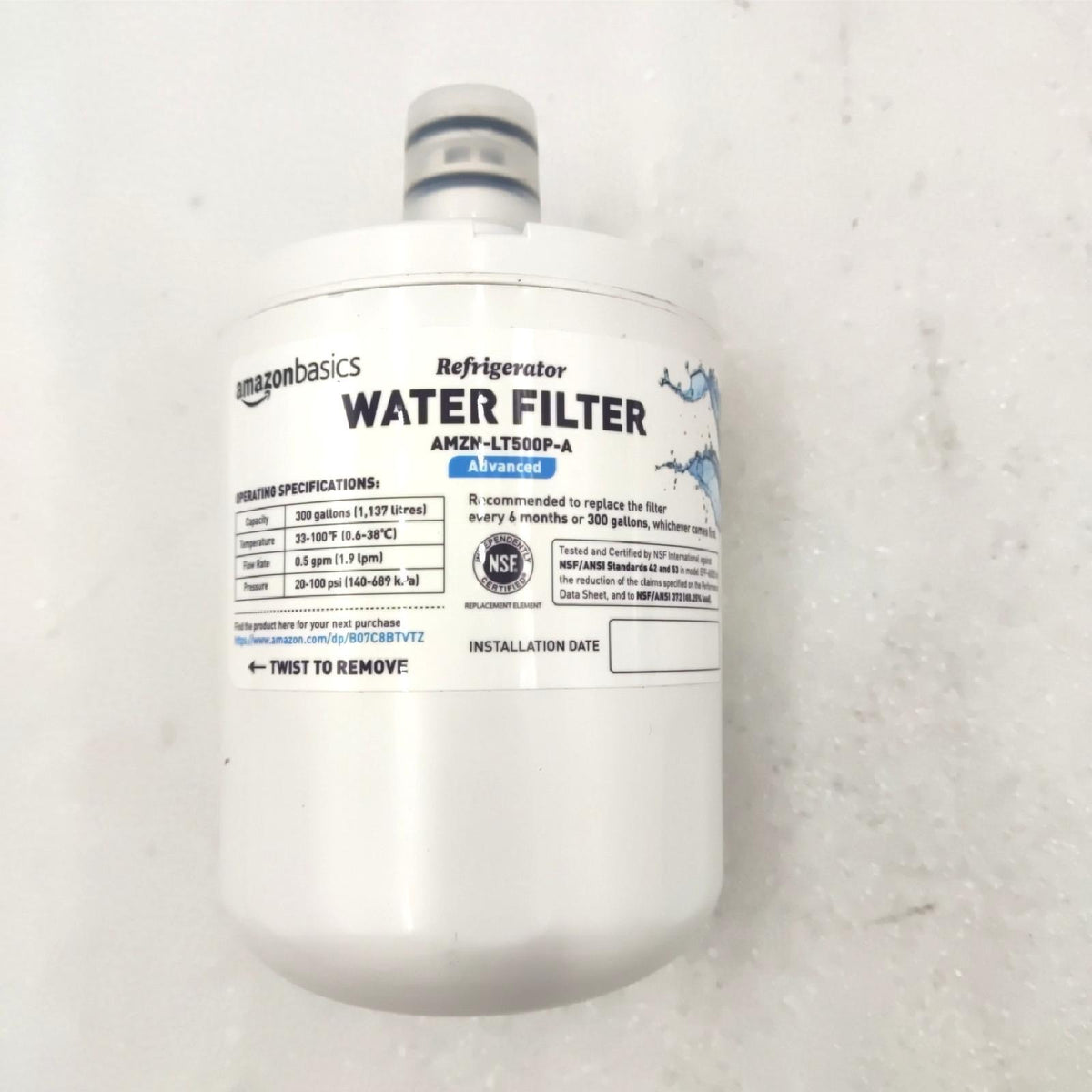 Amazon Basics - LG LT500P Ersatzwasserfilter für den Kühlschrank - Advanced Filtration