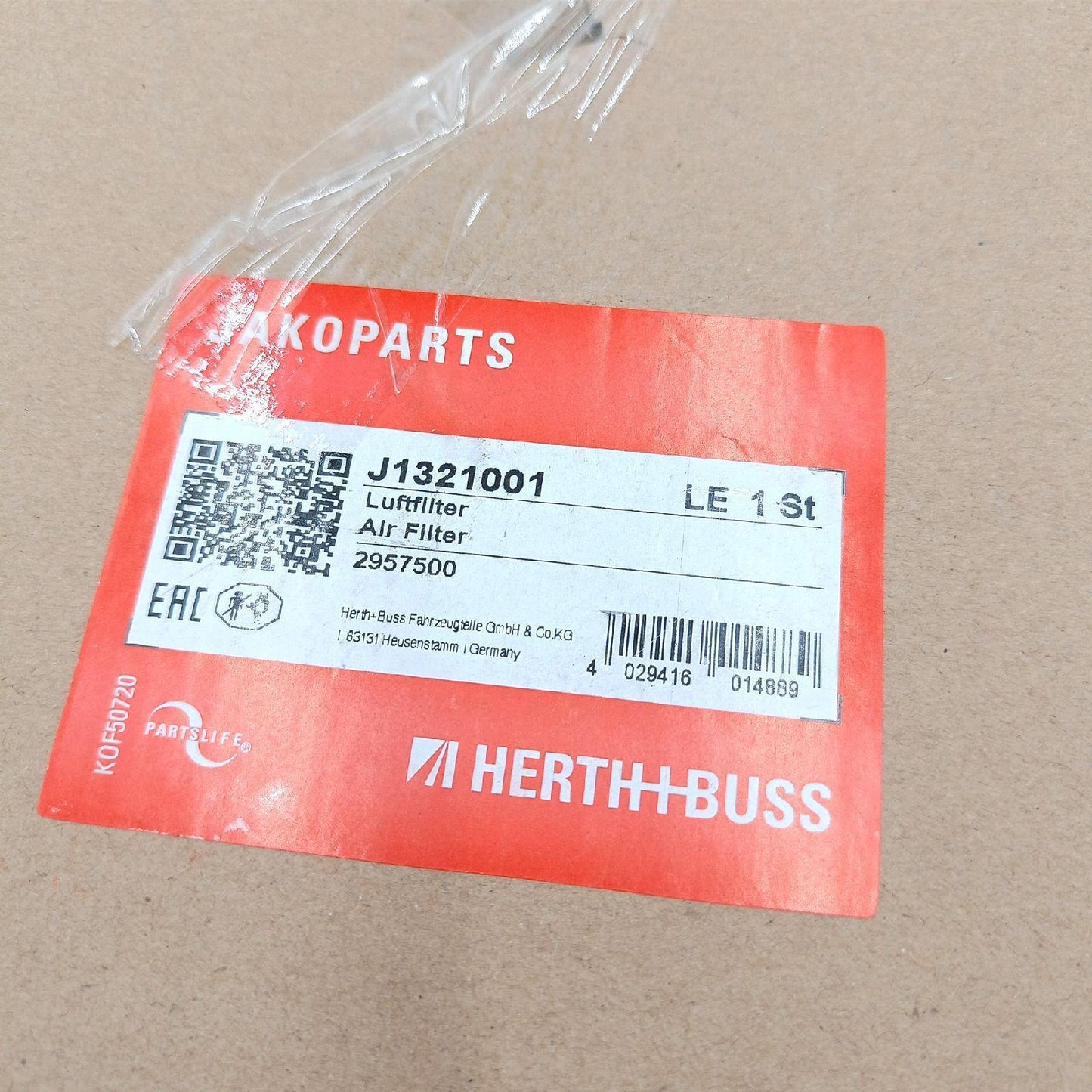 HR Luftfilter Filterkomponenten Ersatzteil J1321001 Motorleistung Optimale Leistung Wartung