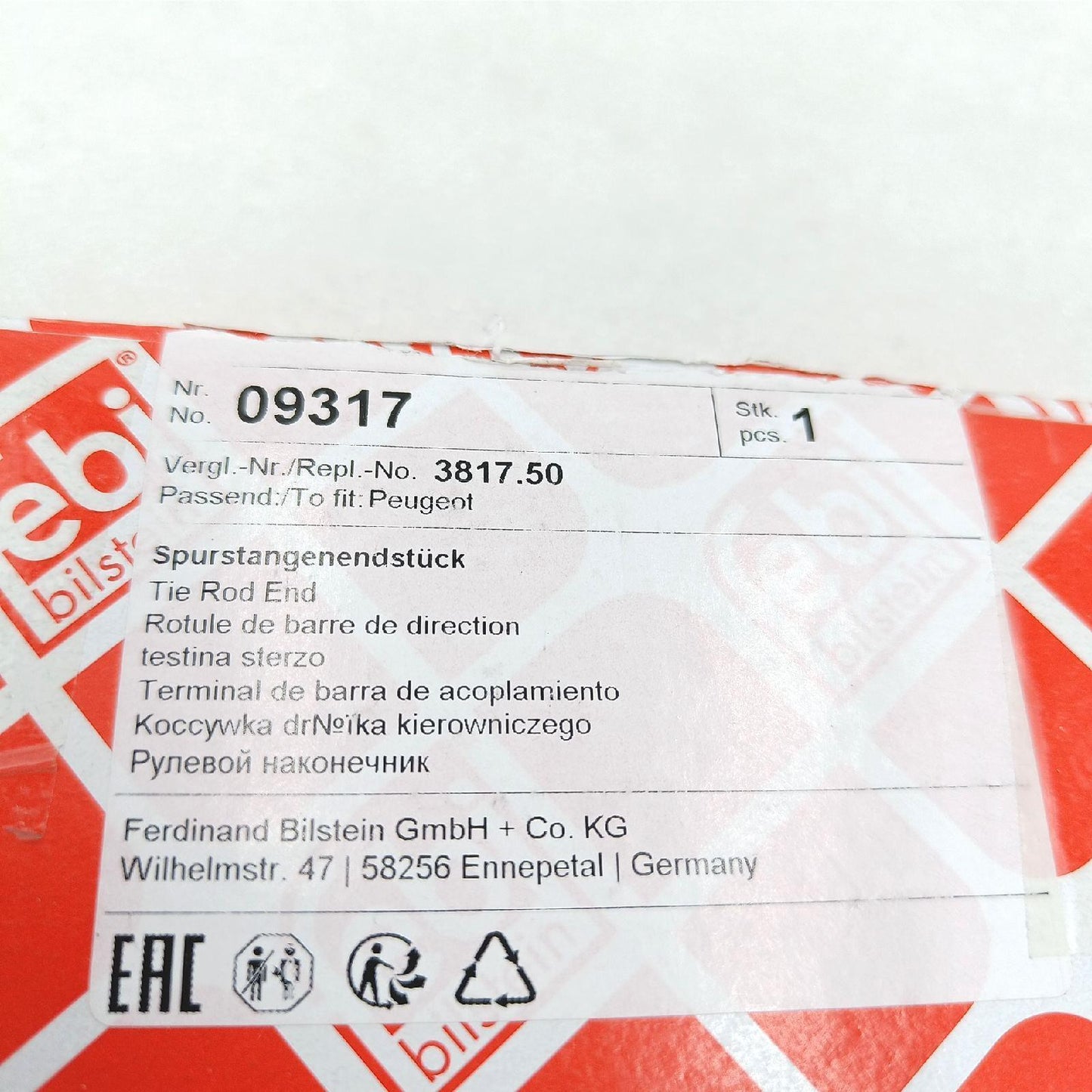 febi bilstein 09317 Spurstangenendstück mit Sicherungsmutter und Kontermutter, 1 Stück