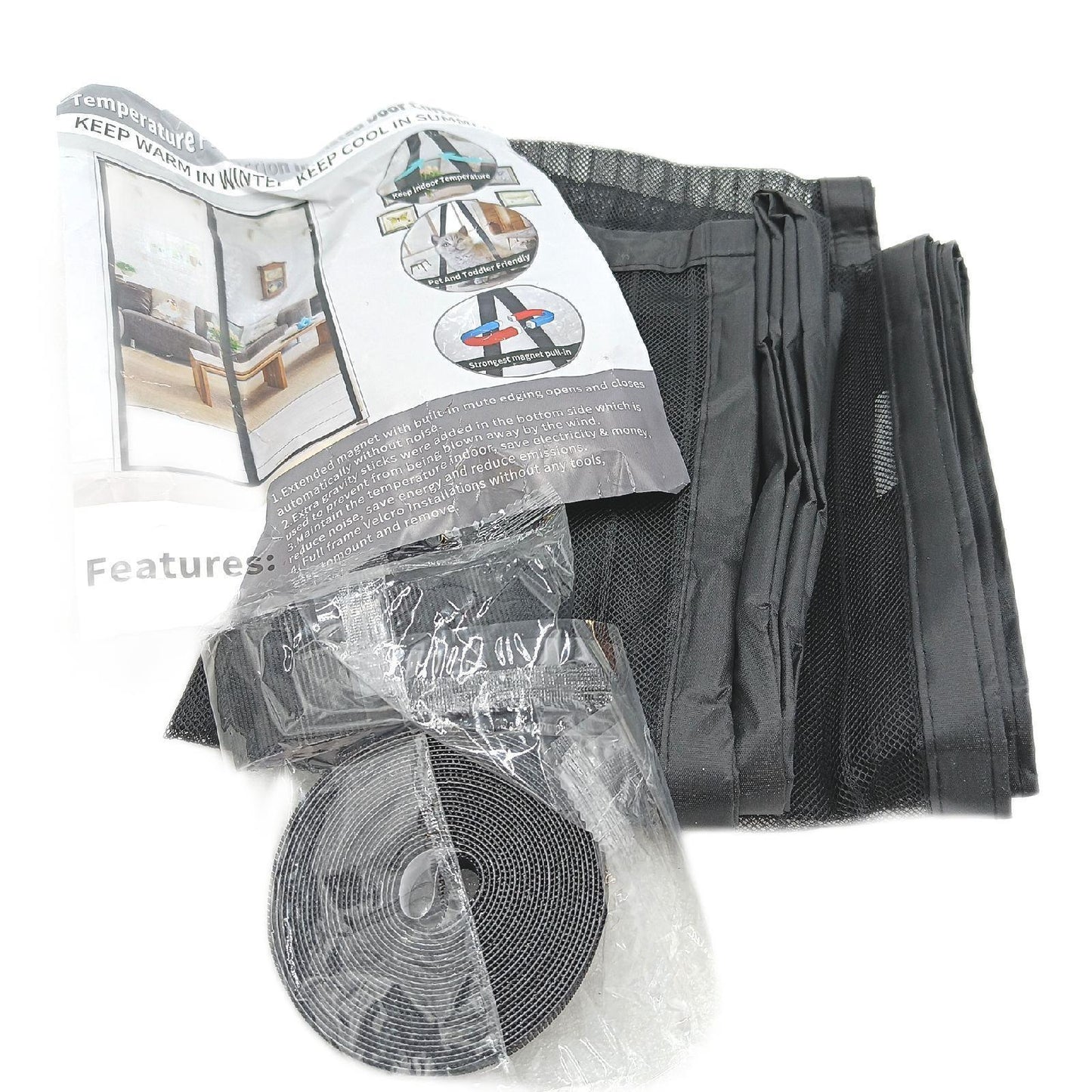 JOY2SEE Magnetisches Türmoskitonetz Tür Insektengitter Moskitoschutz 85x200 Schwarz Fliegenschutz